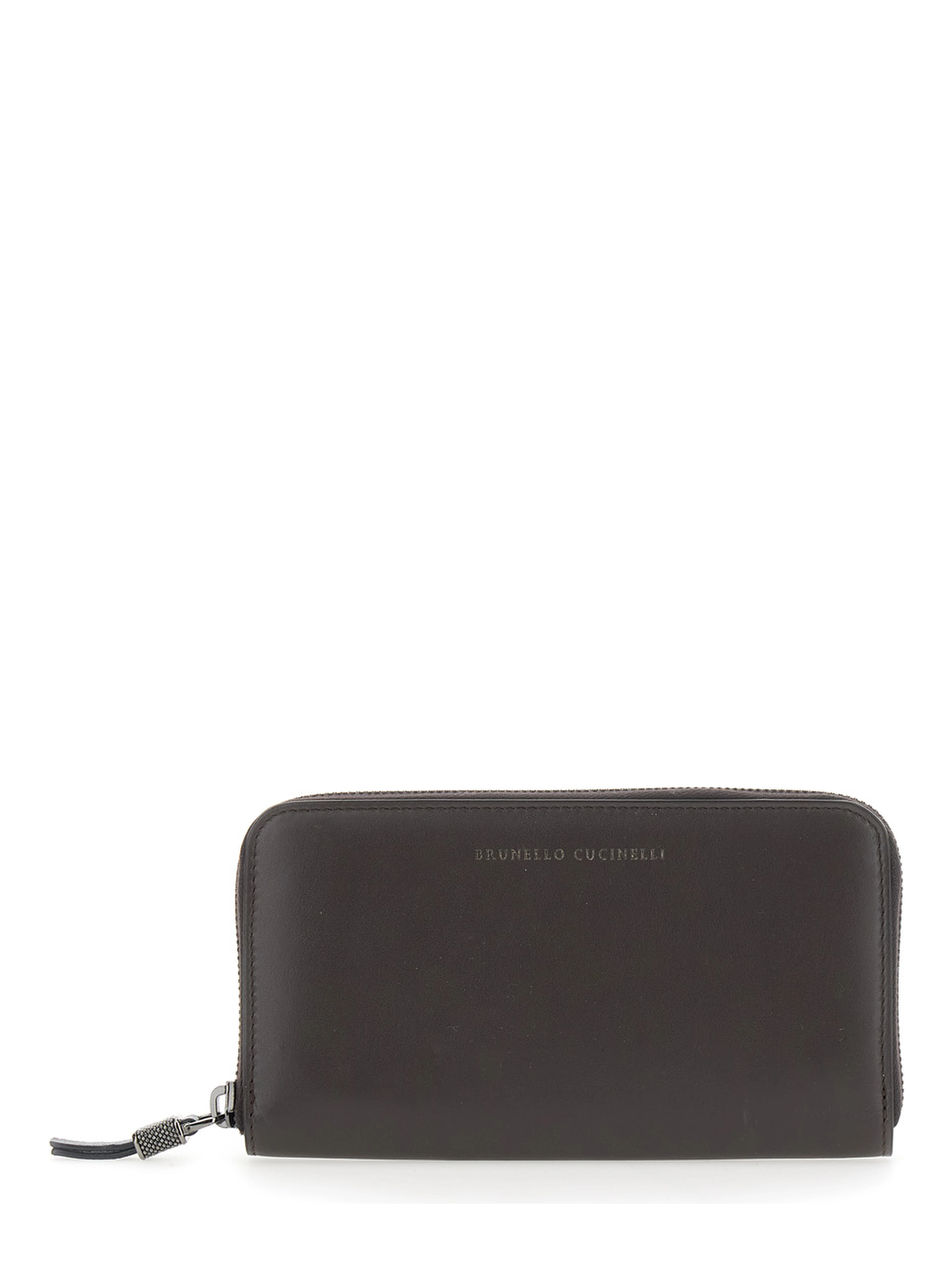 Brown Wallet with Embossed Logo Lettering on the front in leather for women