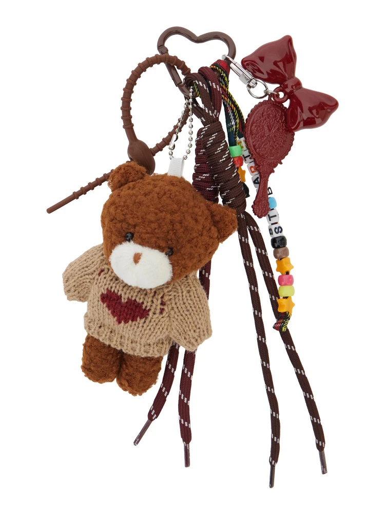 Funny Charm - CR Teddy Bow 18 is a keychain characterized by a multicolored design in Tech Fabric and with unisex metal details.