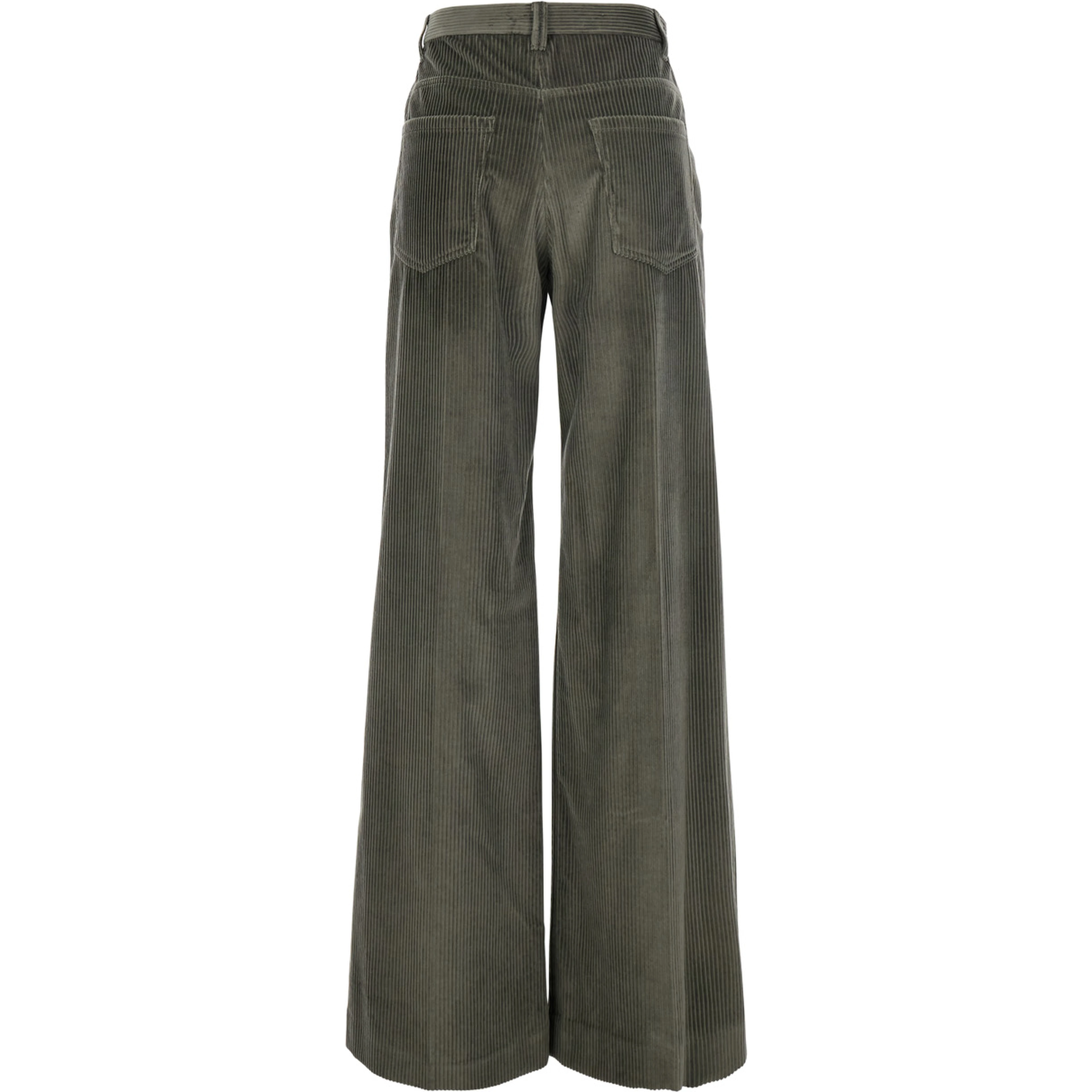 Brown Pants with Monile on the belt loop and wide leg in corduroy for women