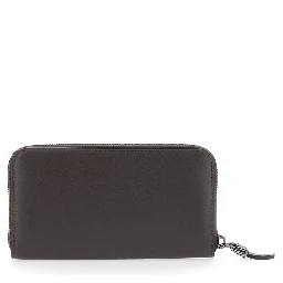 Brown Wallet with Embossed Logo Lettering on the front in leather for women