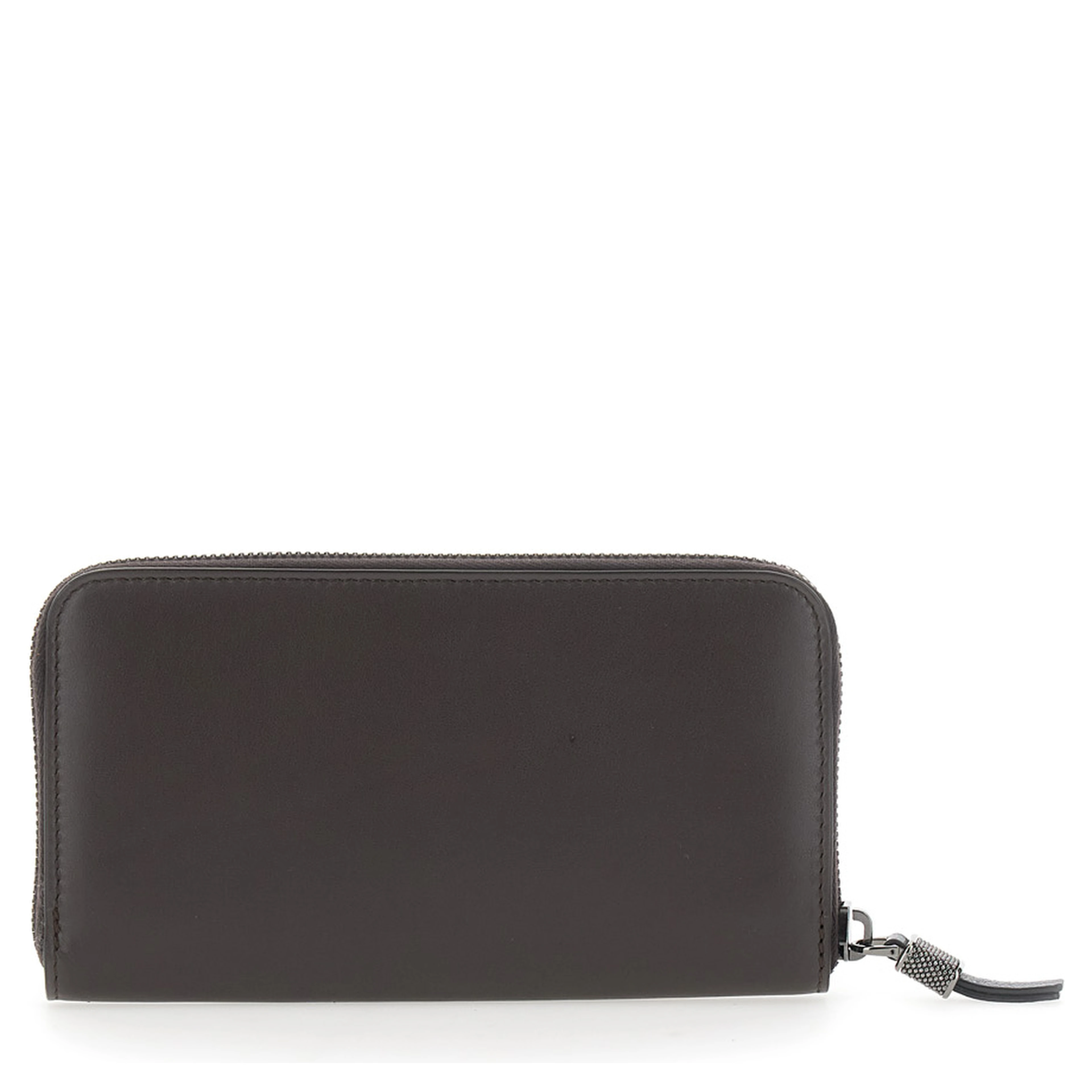 Brown Wallet with Embossed Logo Lettering on the front in leather for women