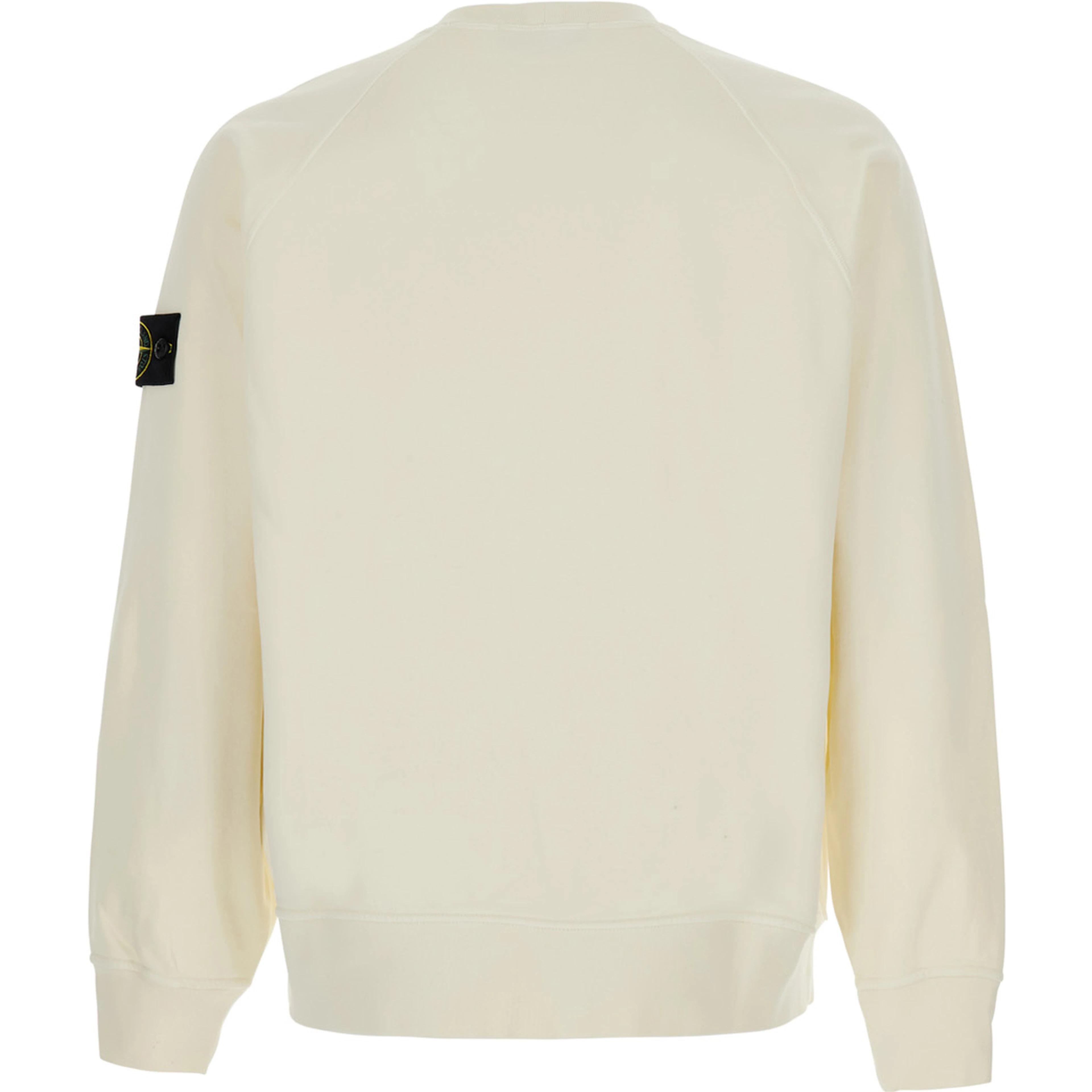 white Crewneck sweatshirt with logo patch on the sleeve in cotton for men