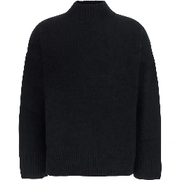 Black cashmere turtleneck sweater for women