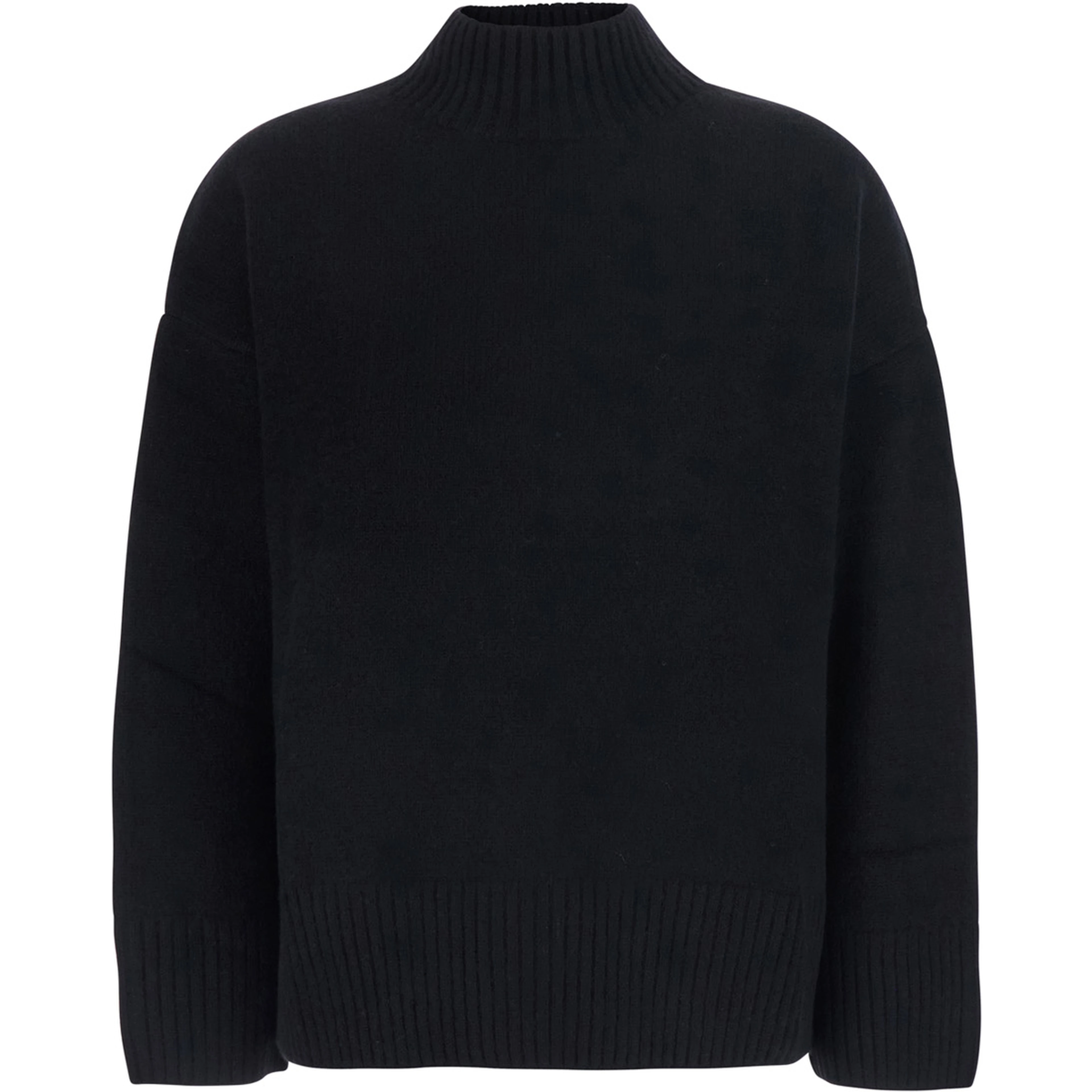 Black cashmere turtleneck sweater for women