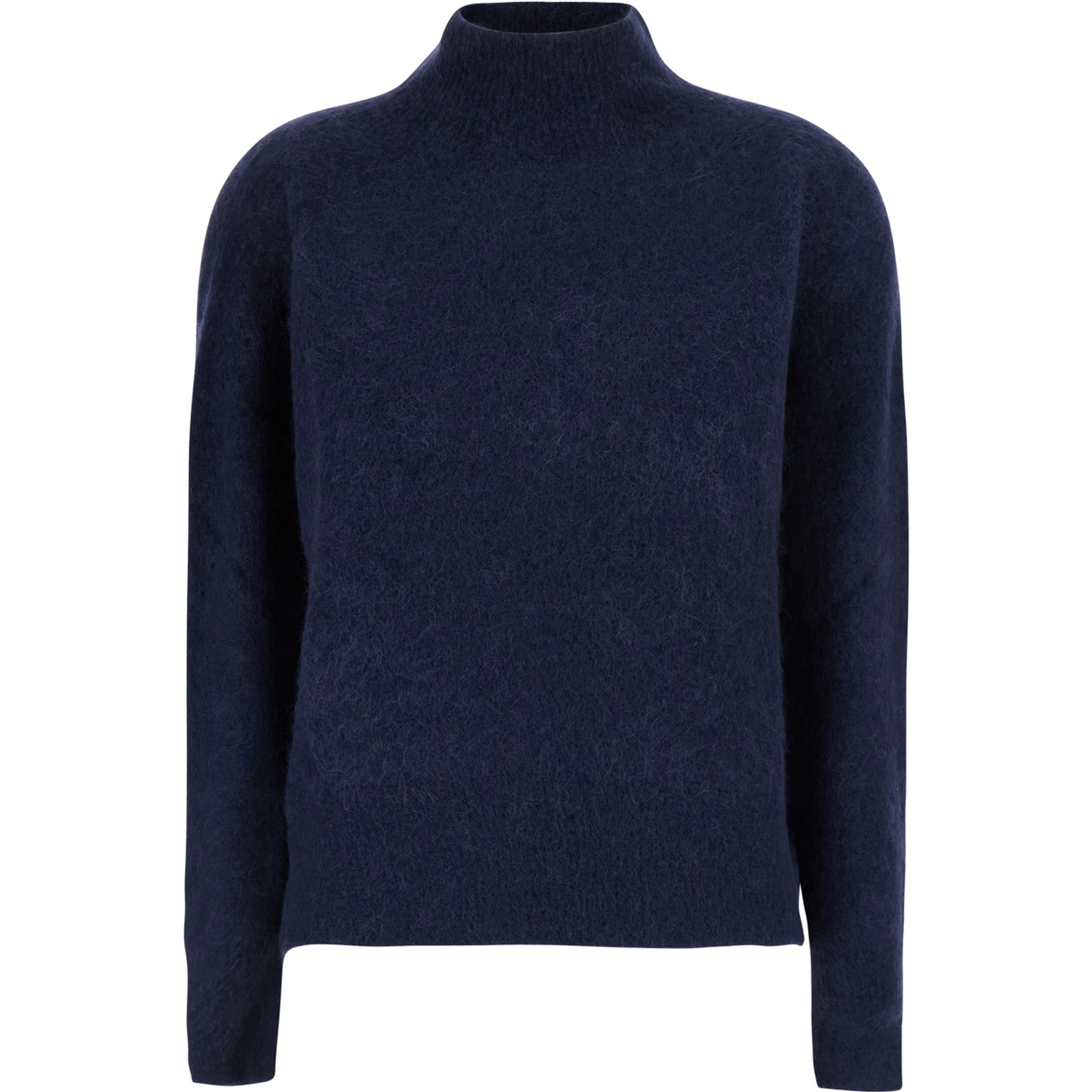 Blue top with round neck and long sleeves in Fabric, women
