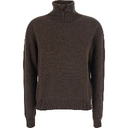 HIGH NECK PULL with high collar and long sleeves in Brown for women