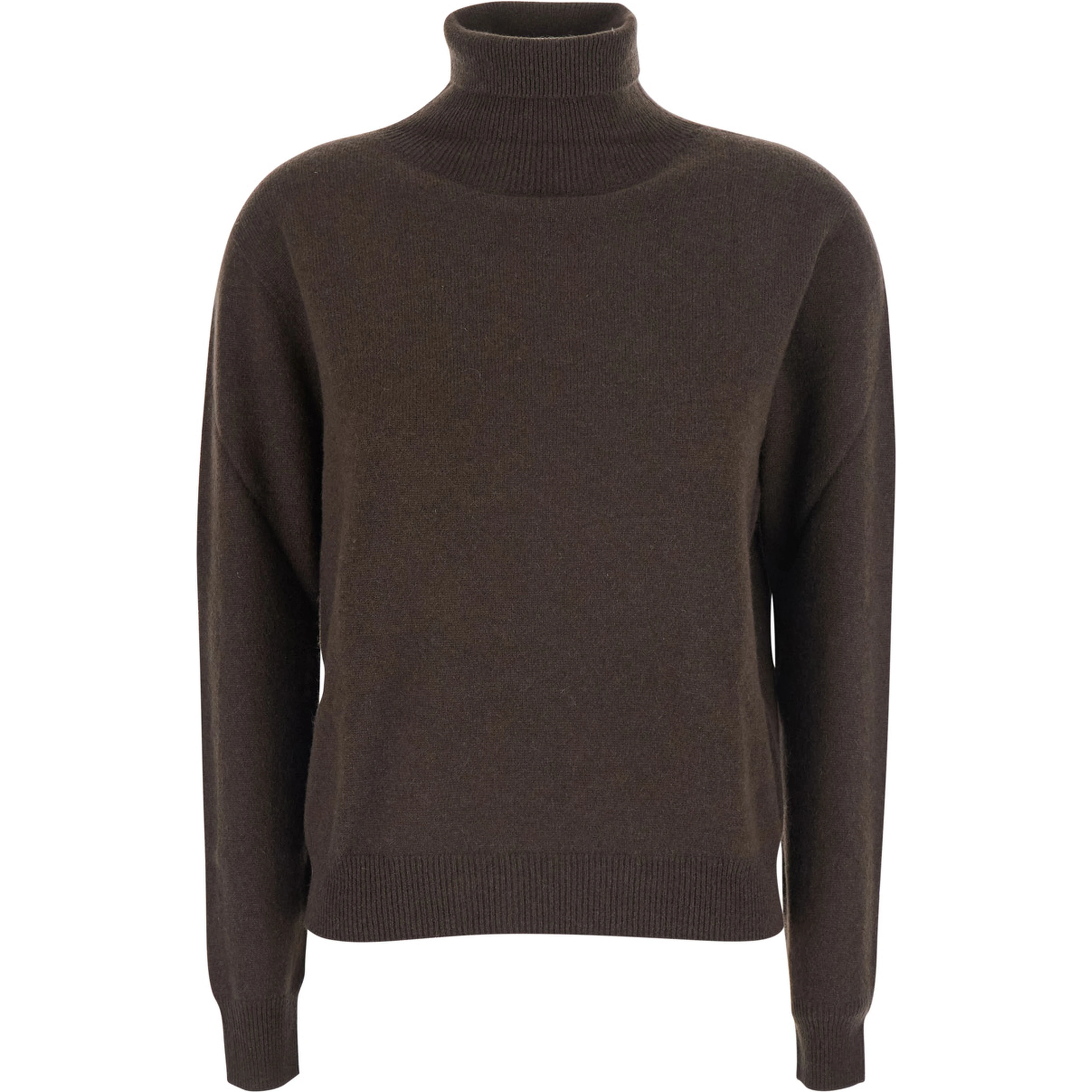 HIGH NECK PULL with high collar and long sleeves in Brown for women