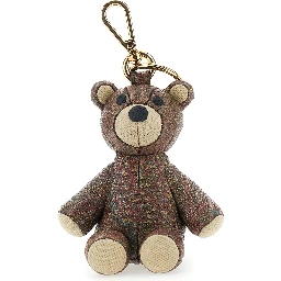 Brown bear-shaped keychain in fabric for women.