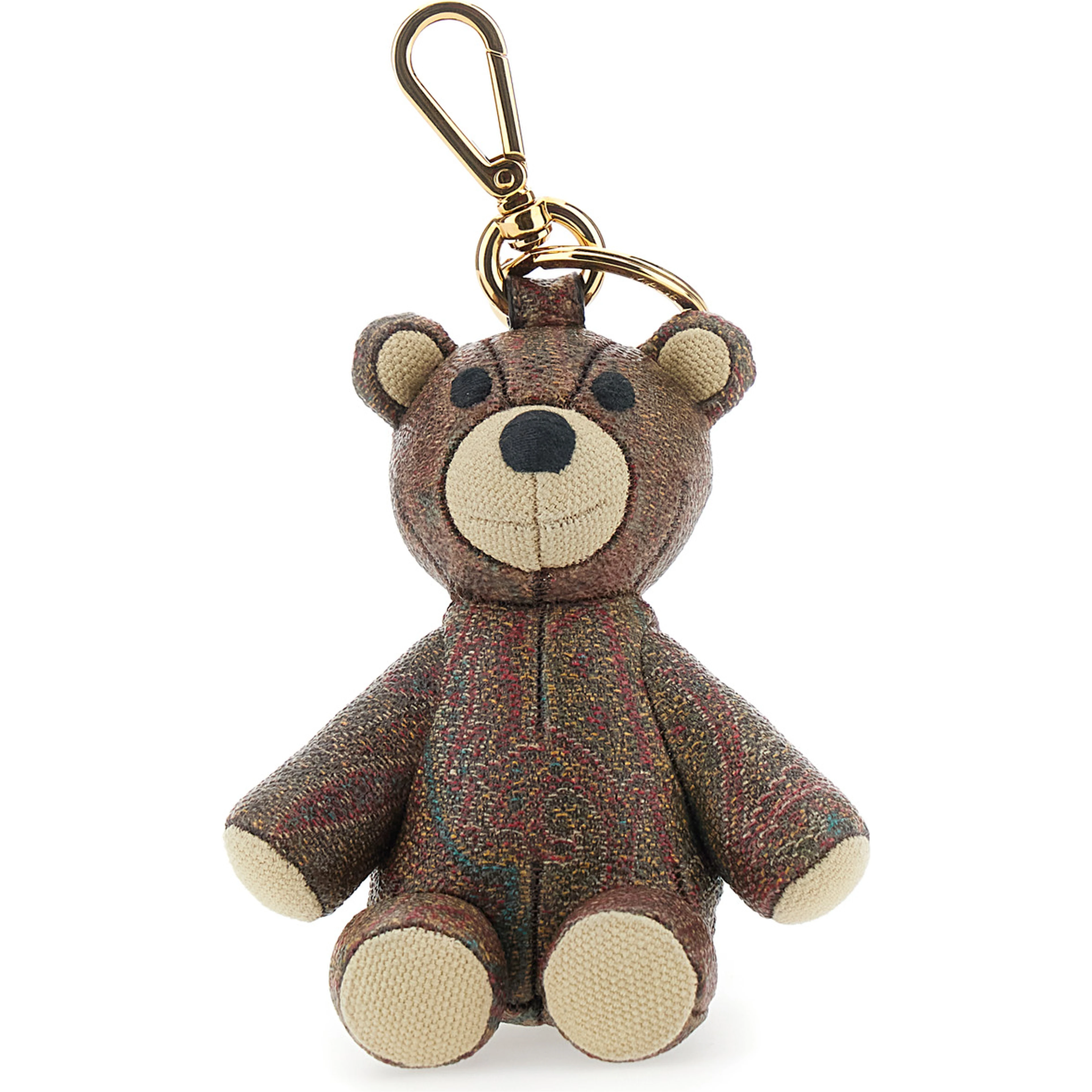 Brown bear-shaped keychain in fabric for women.