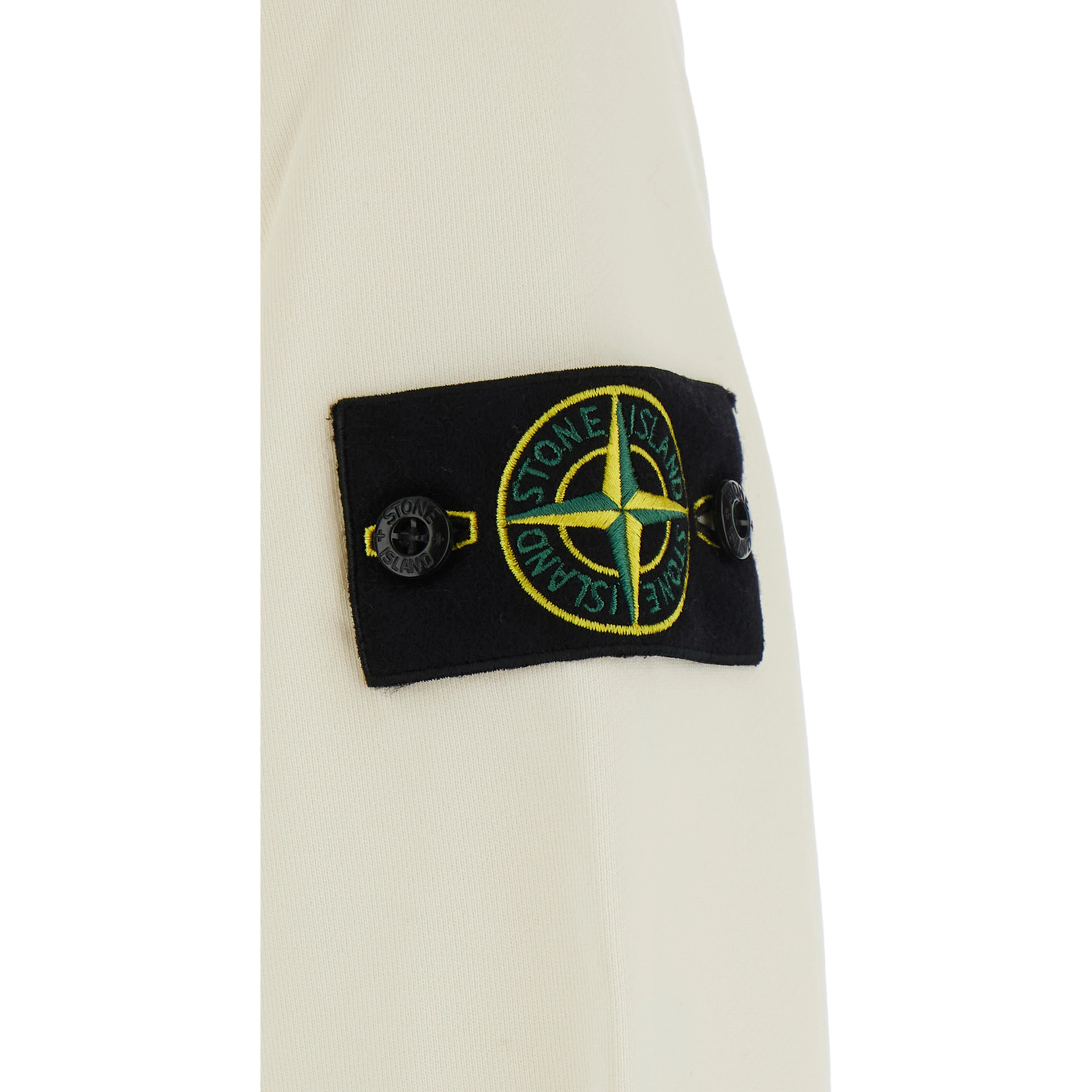white Crewneck sweatshirt with logo patch on the sleeve in cotton for men