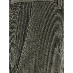 Brown Pants with Monile on the belt loop and wide leg in corduroy for women