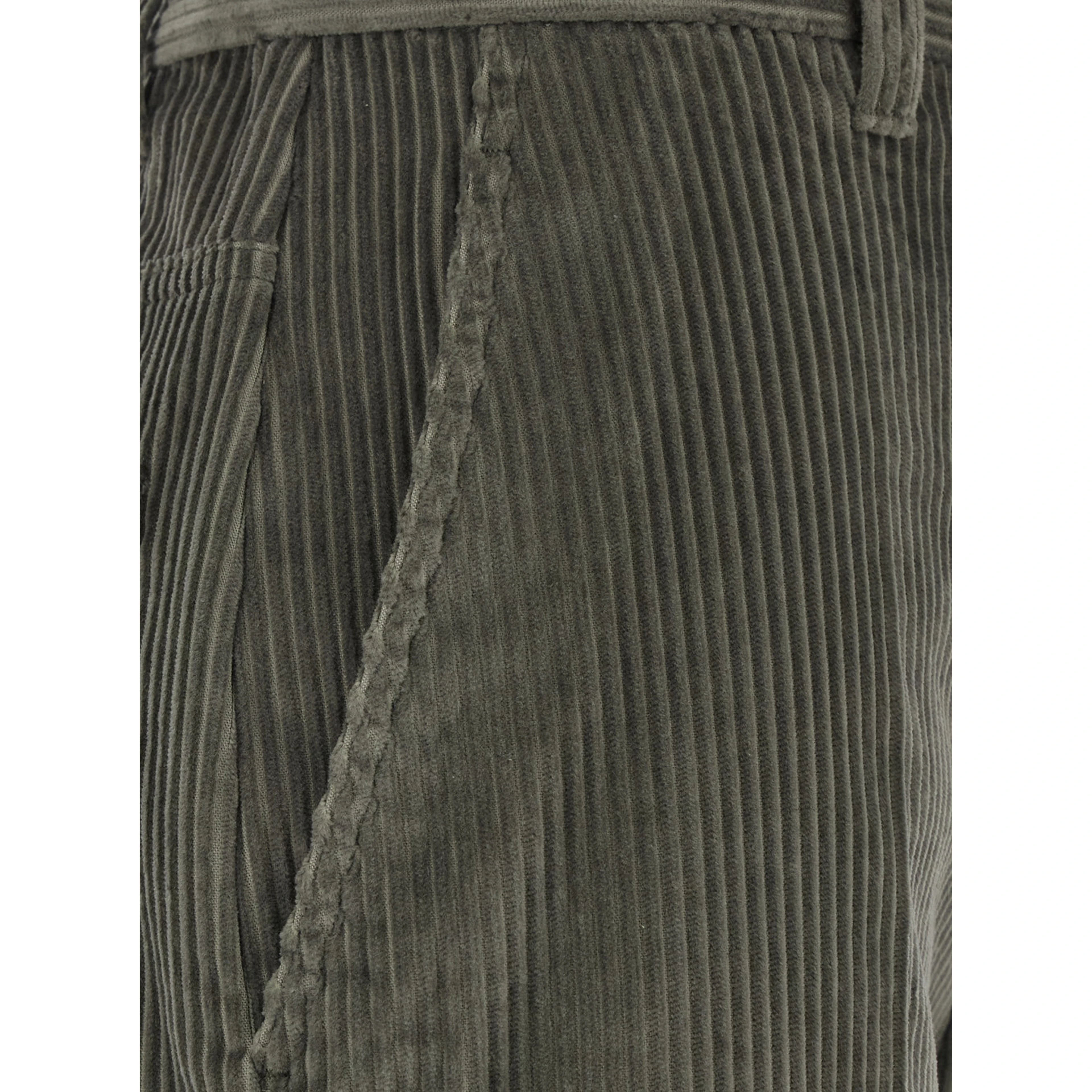 Brown Pants with Monile on the belt loop and wide leg in corduroy for women