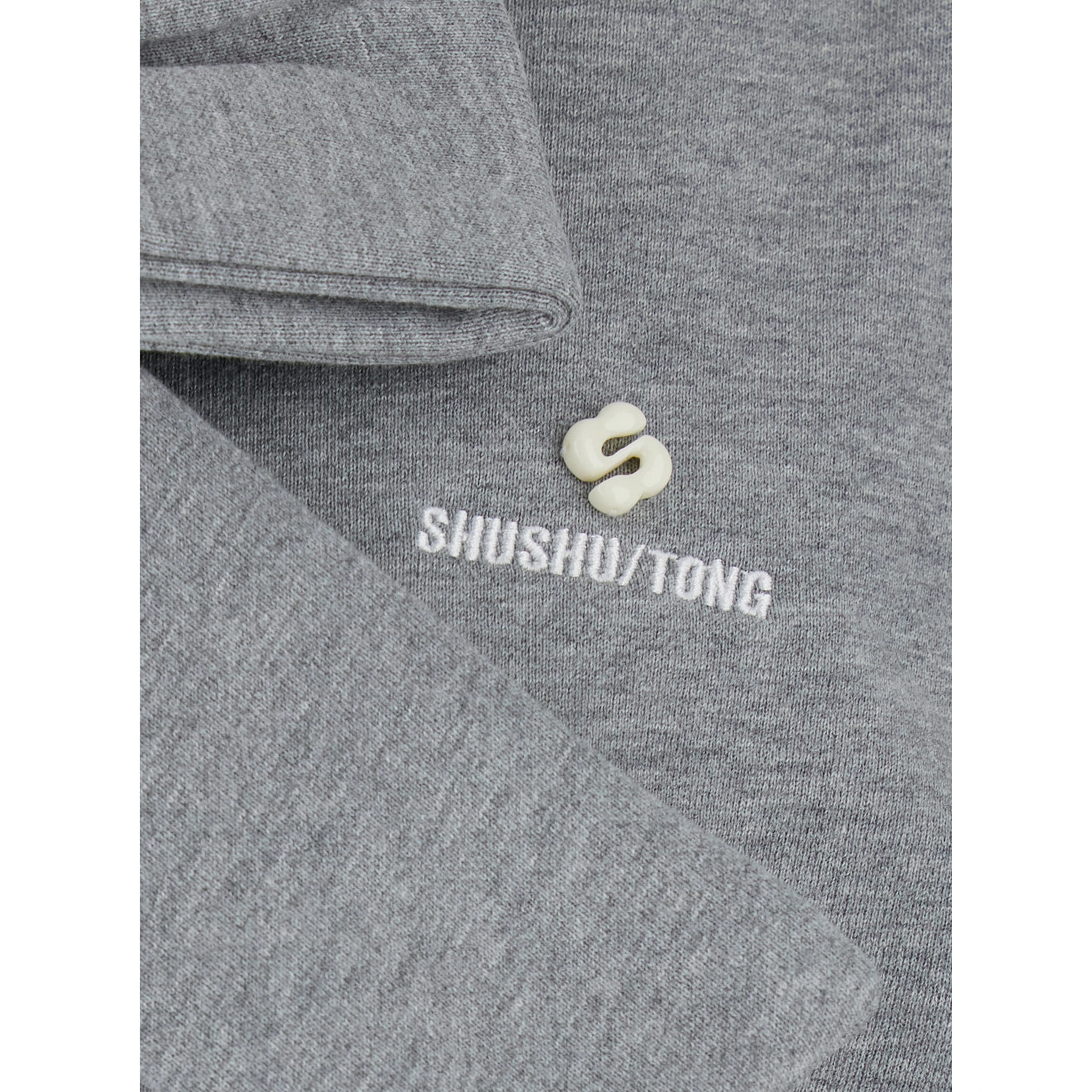 Grey hoodie with bow on the front and Embossed Logo lettering in cotton women