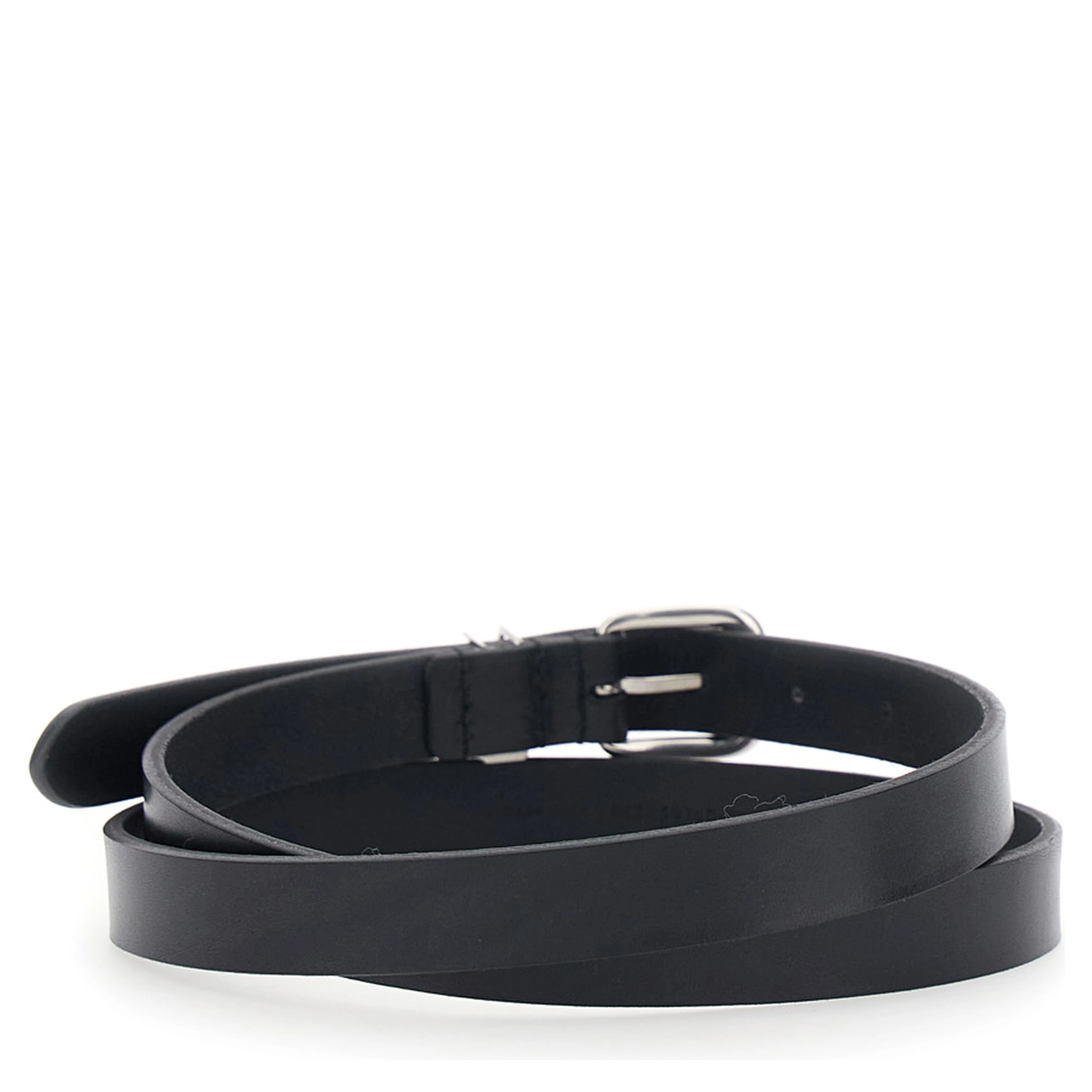 Belt with Cassandre Plate on the Front and Adjustable Buckle in Black Leather for Men