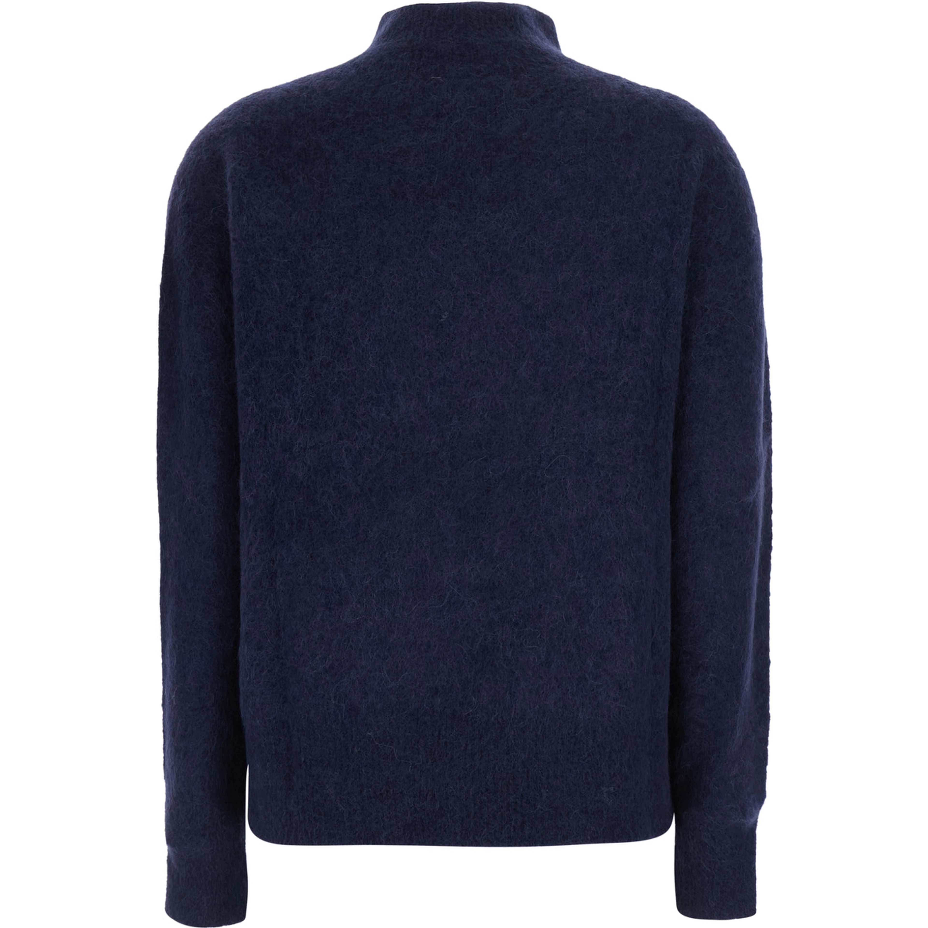 Blue top with round neck and long sleeves in Fabric, women