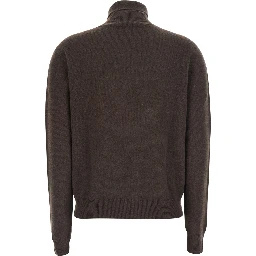 HIGH NECK PULL with high collar and long sleeves in Brown for women