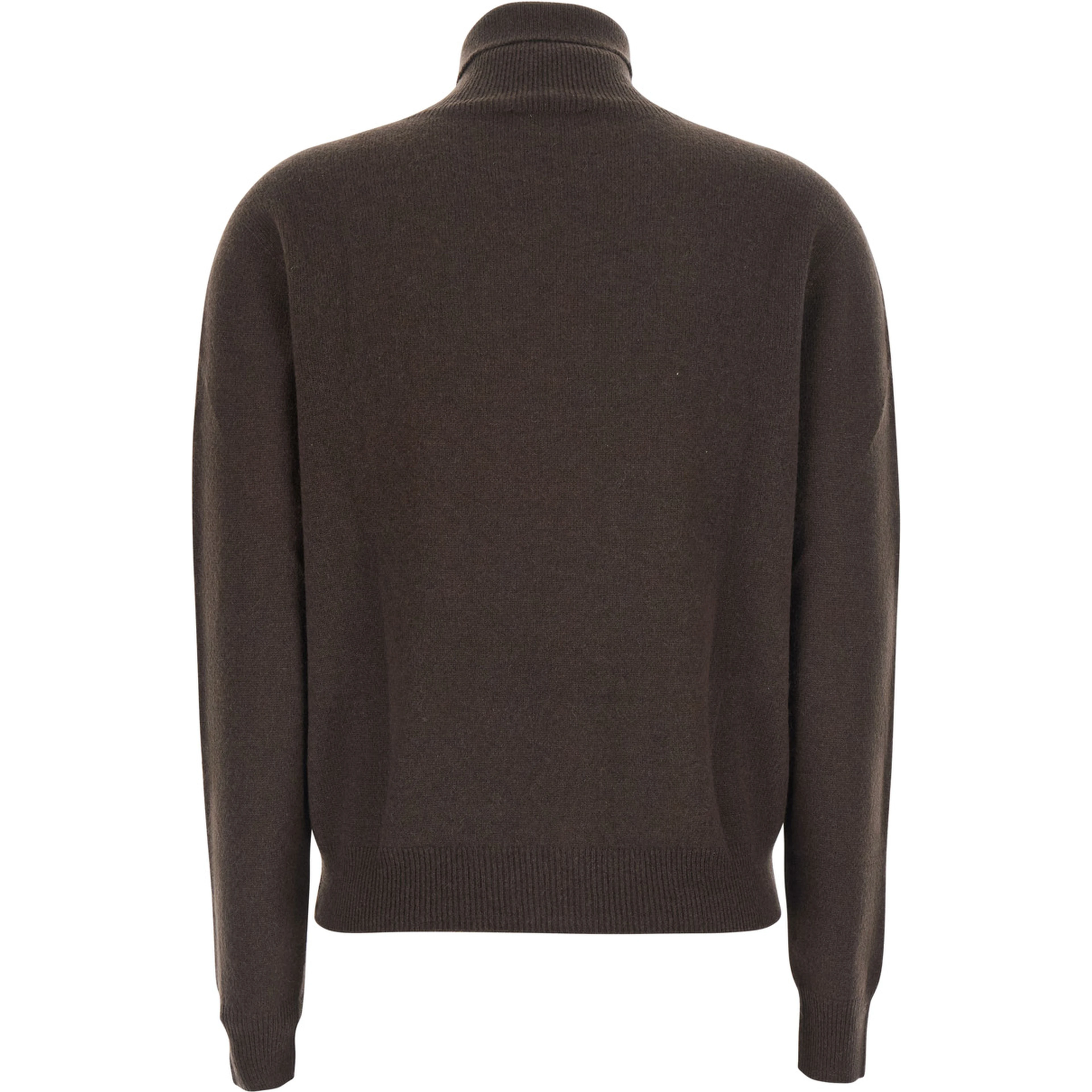 HIGH NECK PULL with high collar and long sleeves in Brown for women