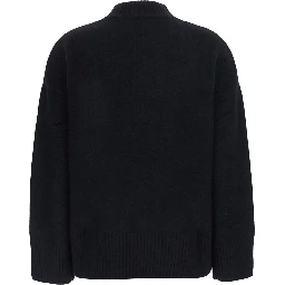 Black cashmere turtleneck sweater for women