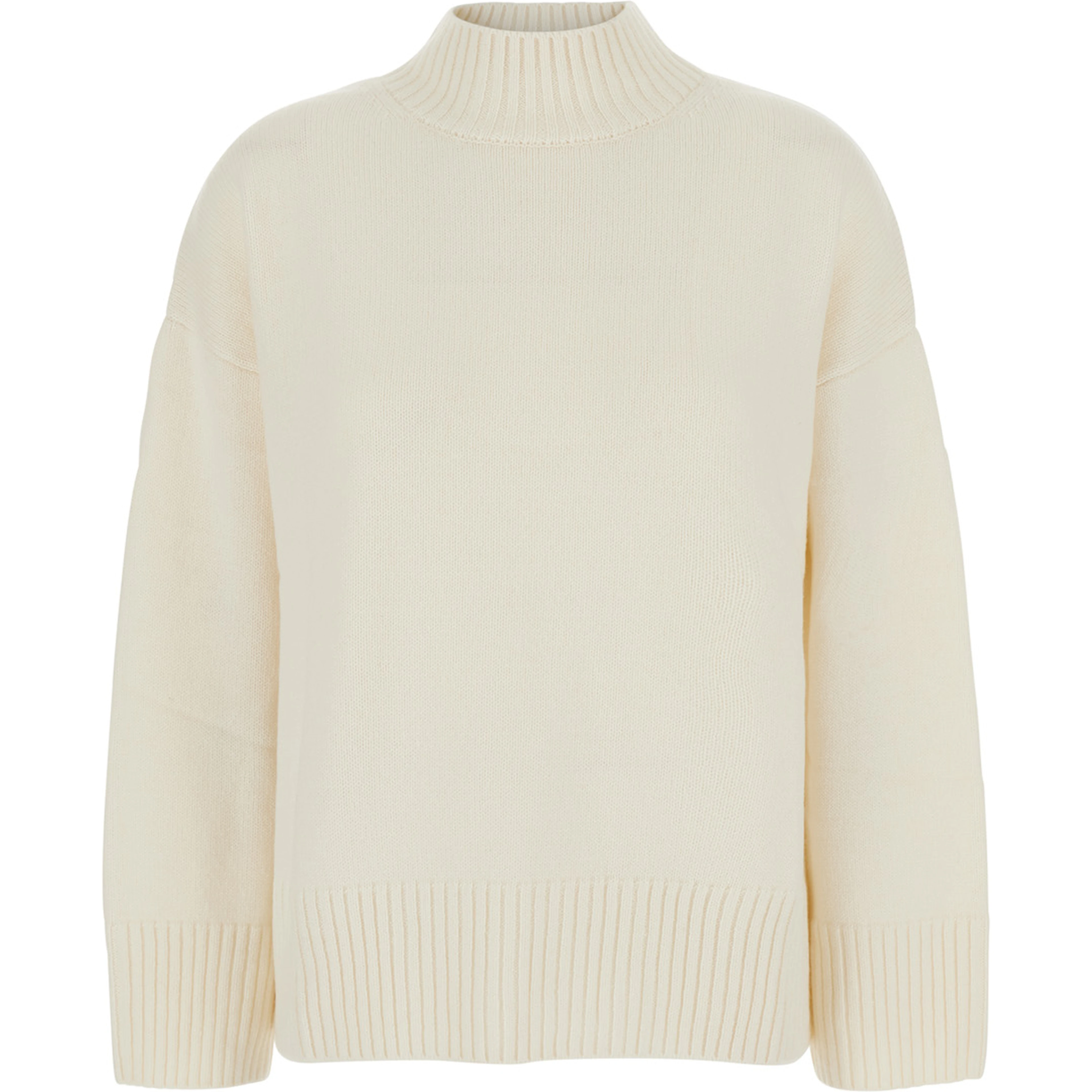 WOMEN MOCK NECK PULLOVER 5GG with high collar and long sleeves in White Cashmere for women
