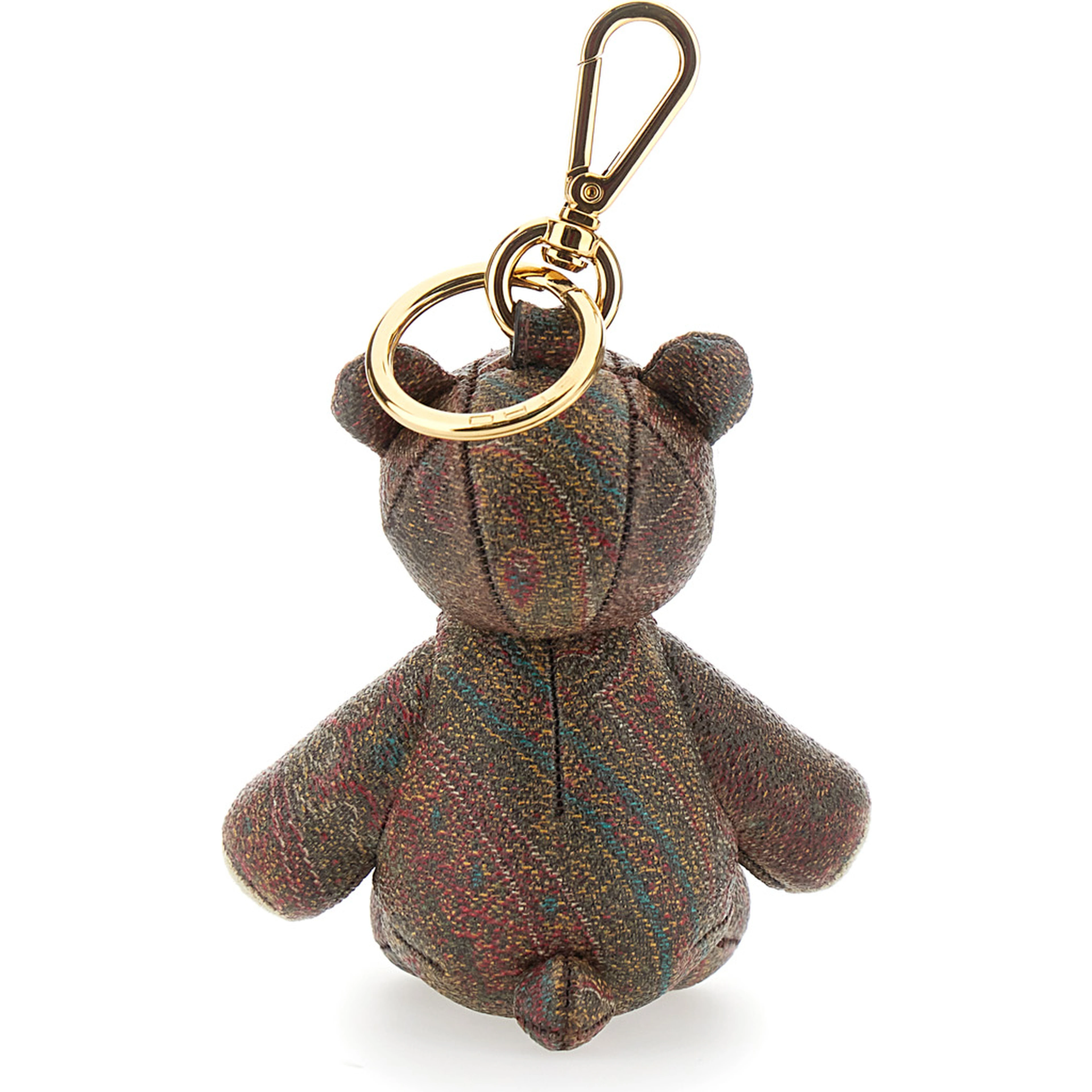 Brown bear-shaped keychain in fabric for women.