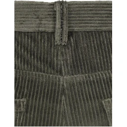 Brown Pants with Monile on the belt loop and wide leg in corduroy for women