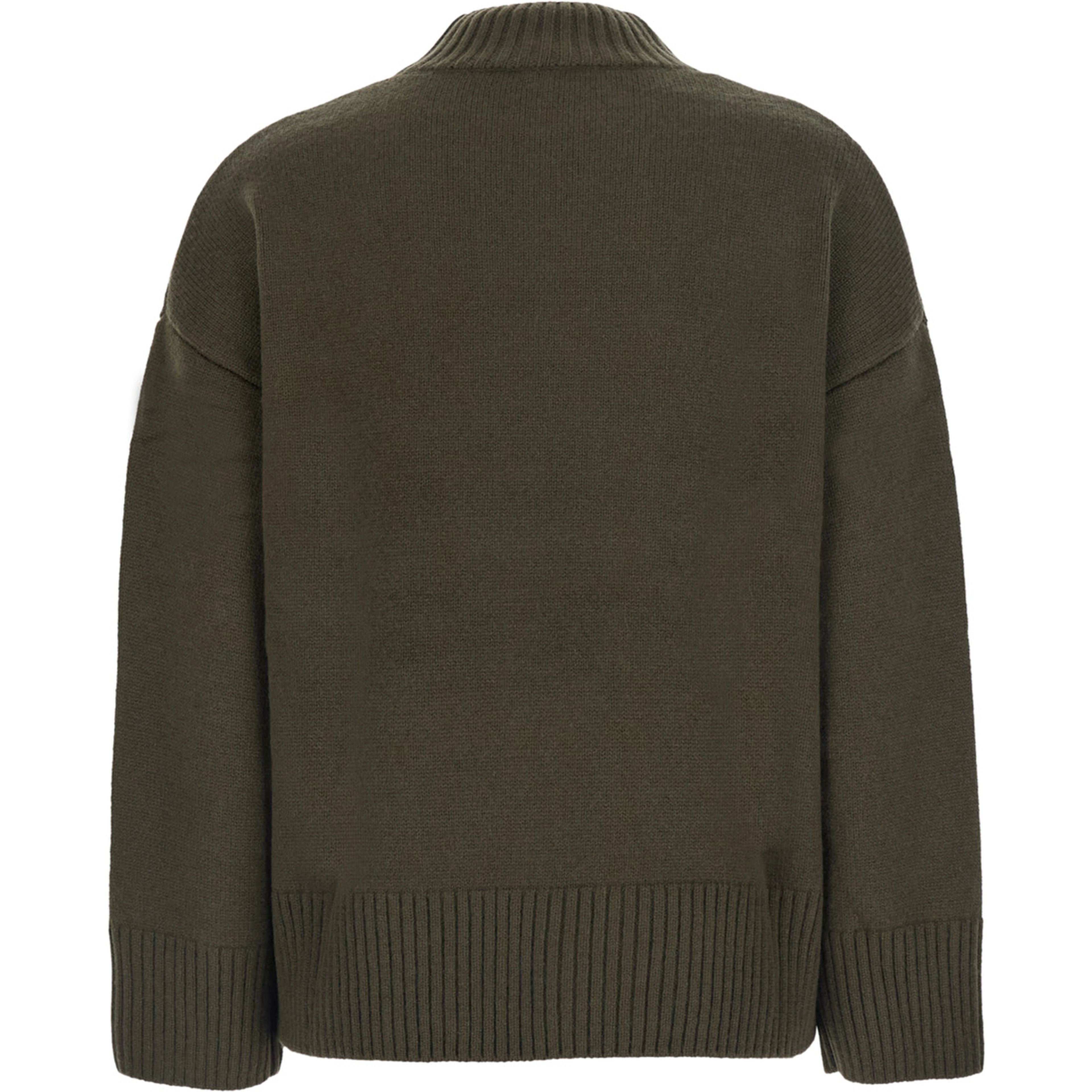 Womens Green Cashmere Mock Neck Pullover with Long Sleeves