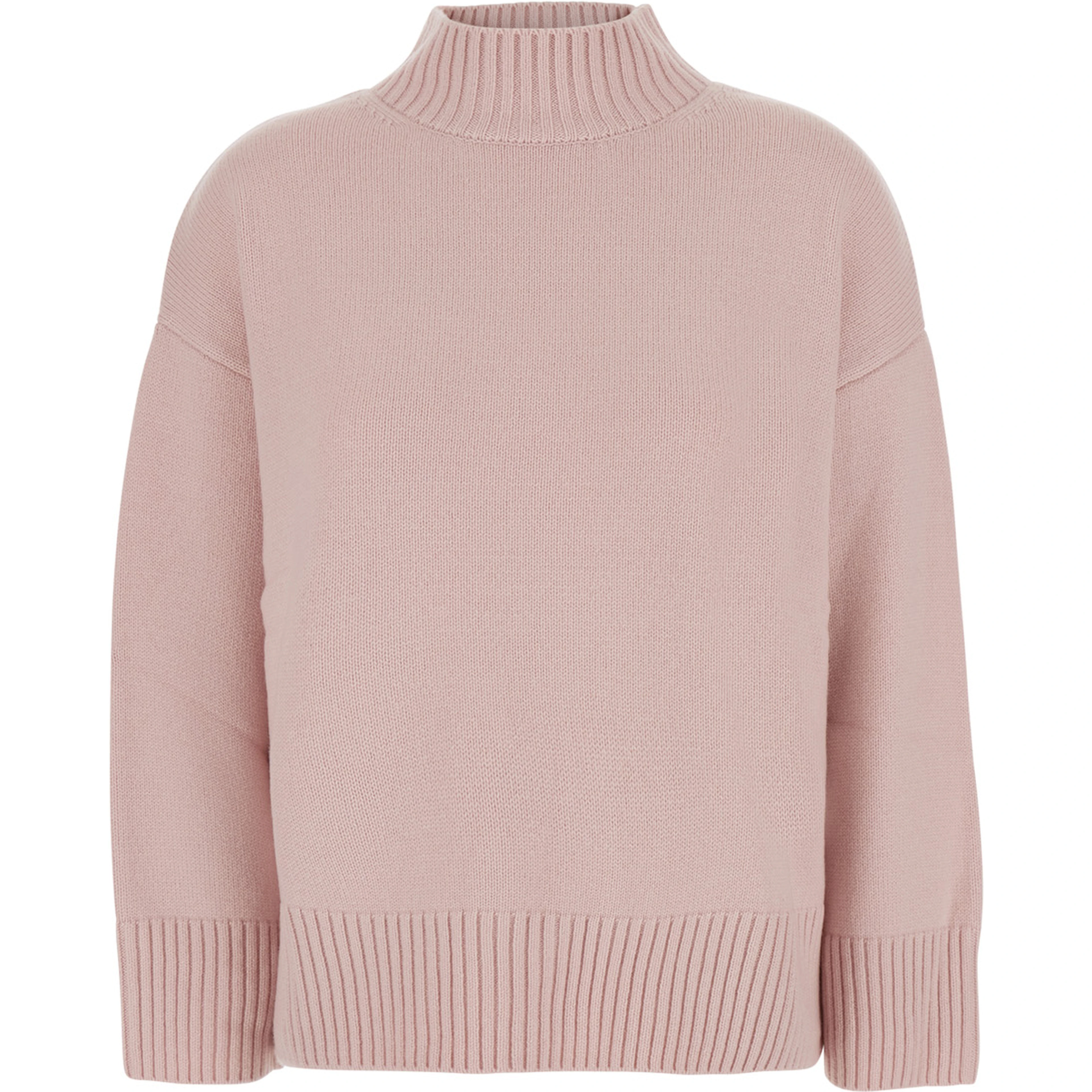 WOMEN MOCK NECK PULLOVER 5GG with high collar and long sleeves in pink Cashmere
