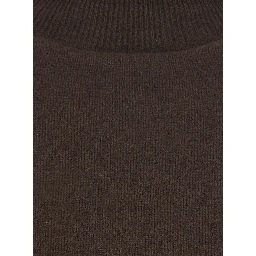 HIGH NECK PULL with high collar and long sleeves in Brown for women