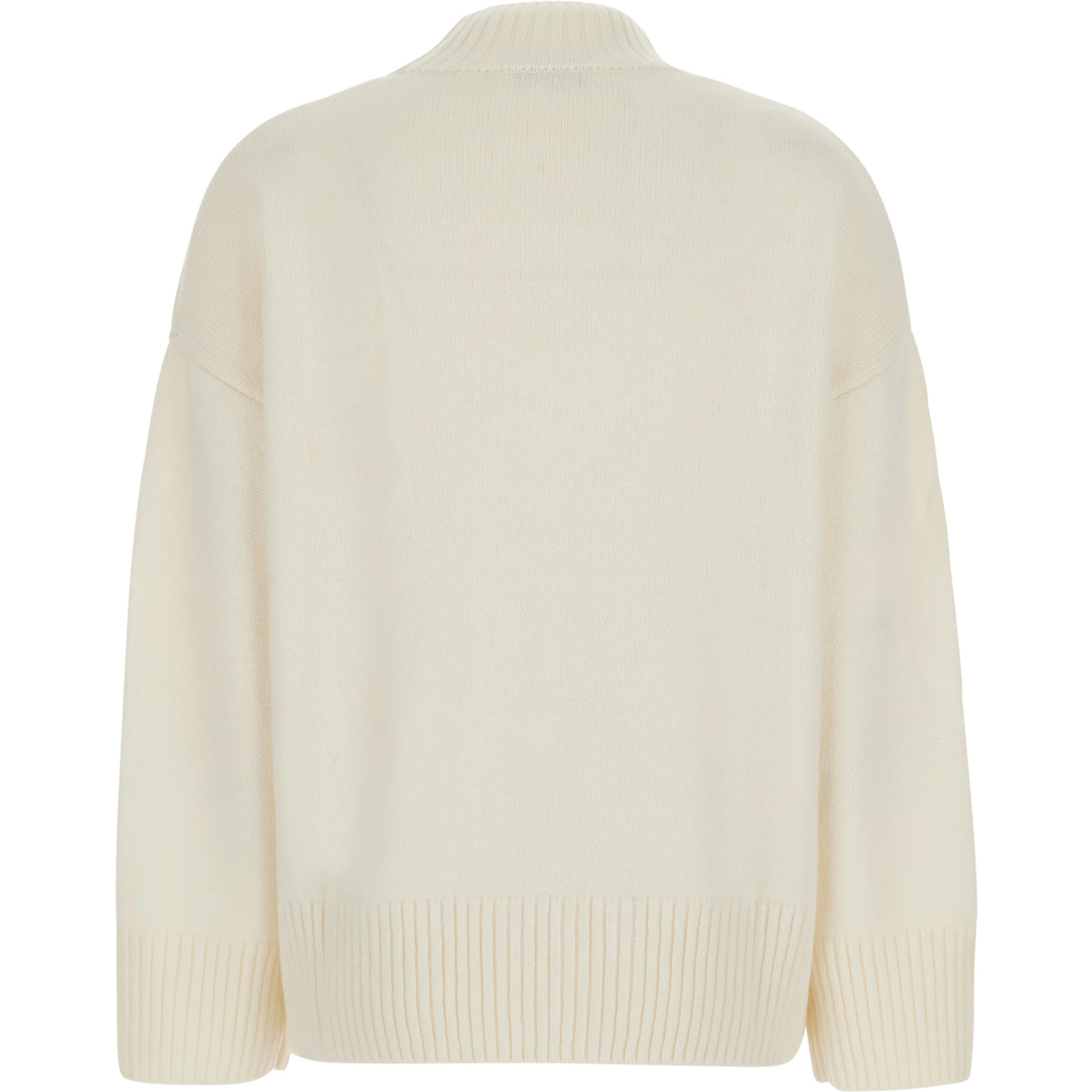 WOMEN MOCK NECK PULLOVER 5GG with high collar and long sleeves in White Cashmere for women