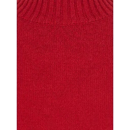 Sweater with high collar and long sleeves in red cashmere for women