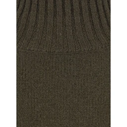 Womens Green Cashmere Mock Neck Pullover with Long Sleeves