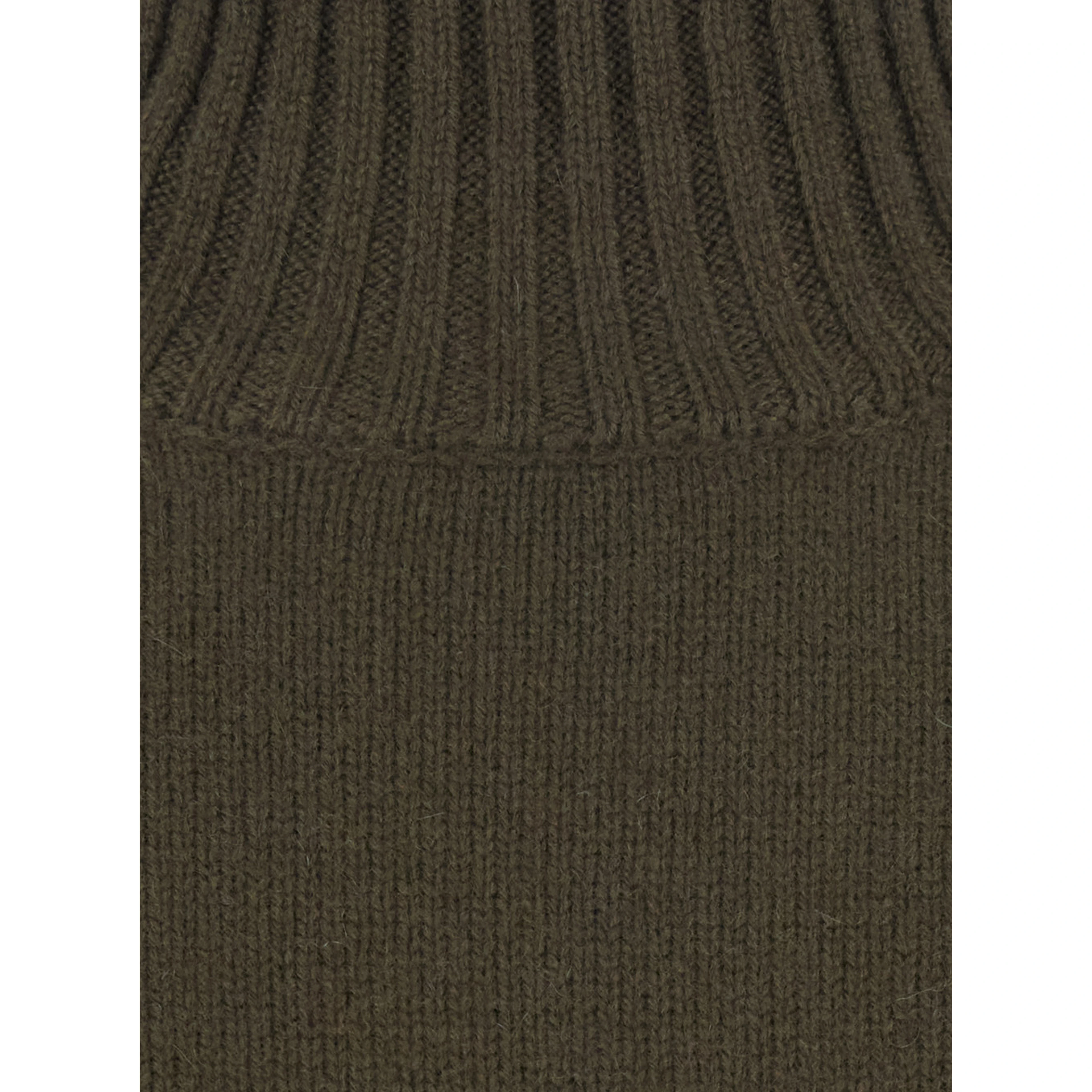 Womens Green Cashmere Mock Neck Pullover with Long Sleeves