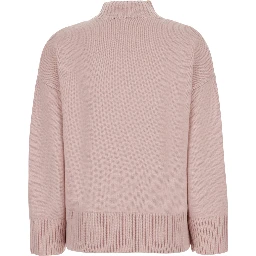 WOMEN MOCK NECK PULLOVER 5GG with high collar and long sleeves in pink Cashmere