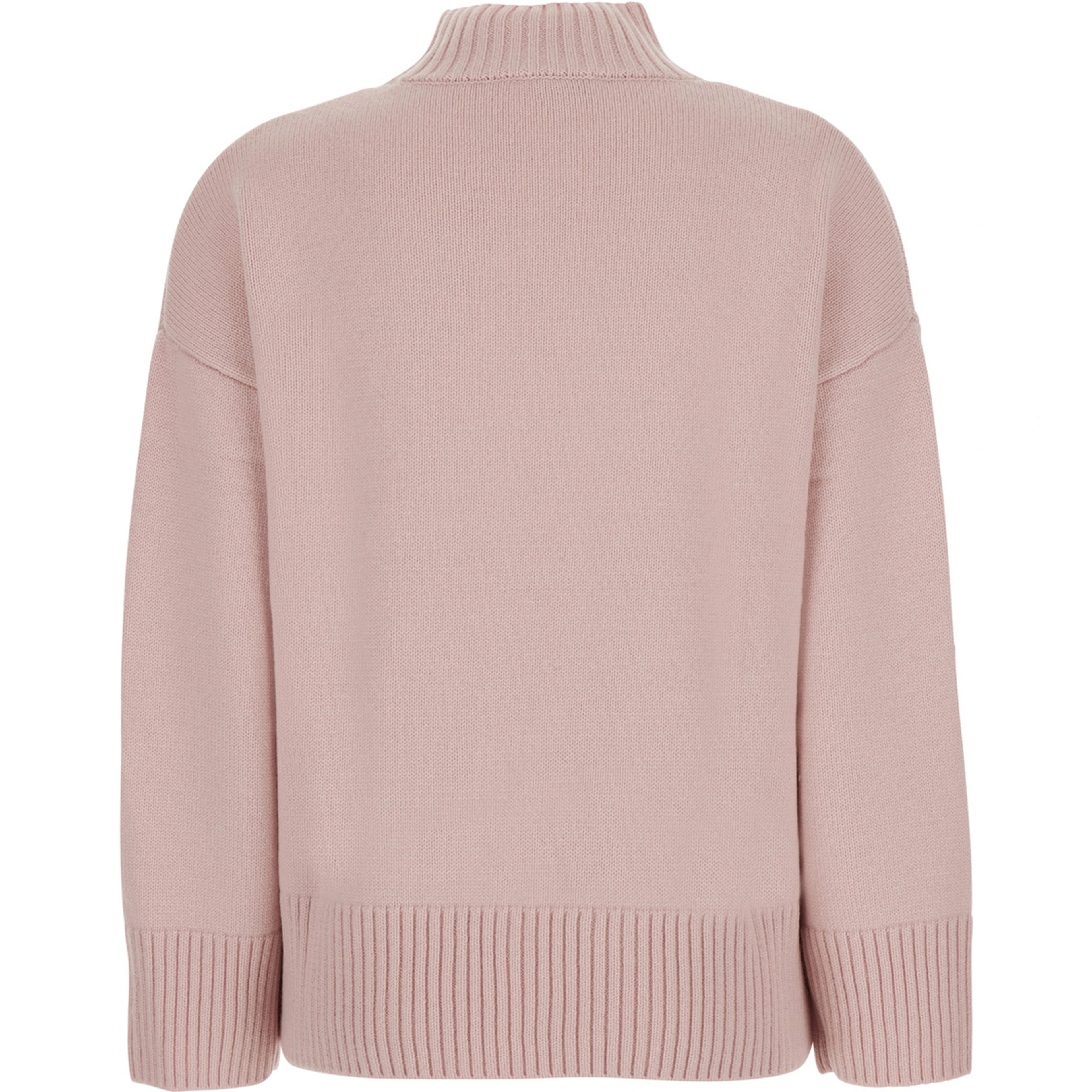 WOMEN MOCK NECK PULLOVER 5GG with high collar and long sleeves in pink Cashmere