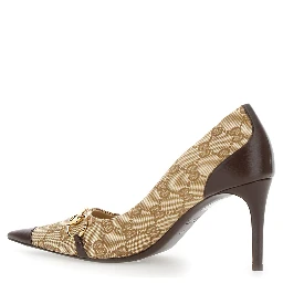 Brown High-Heel Pumps with Horsebit Plate in GG Canvas for Women