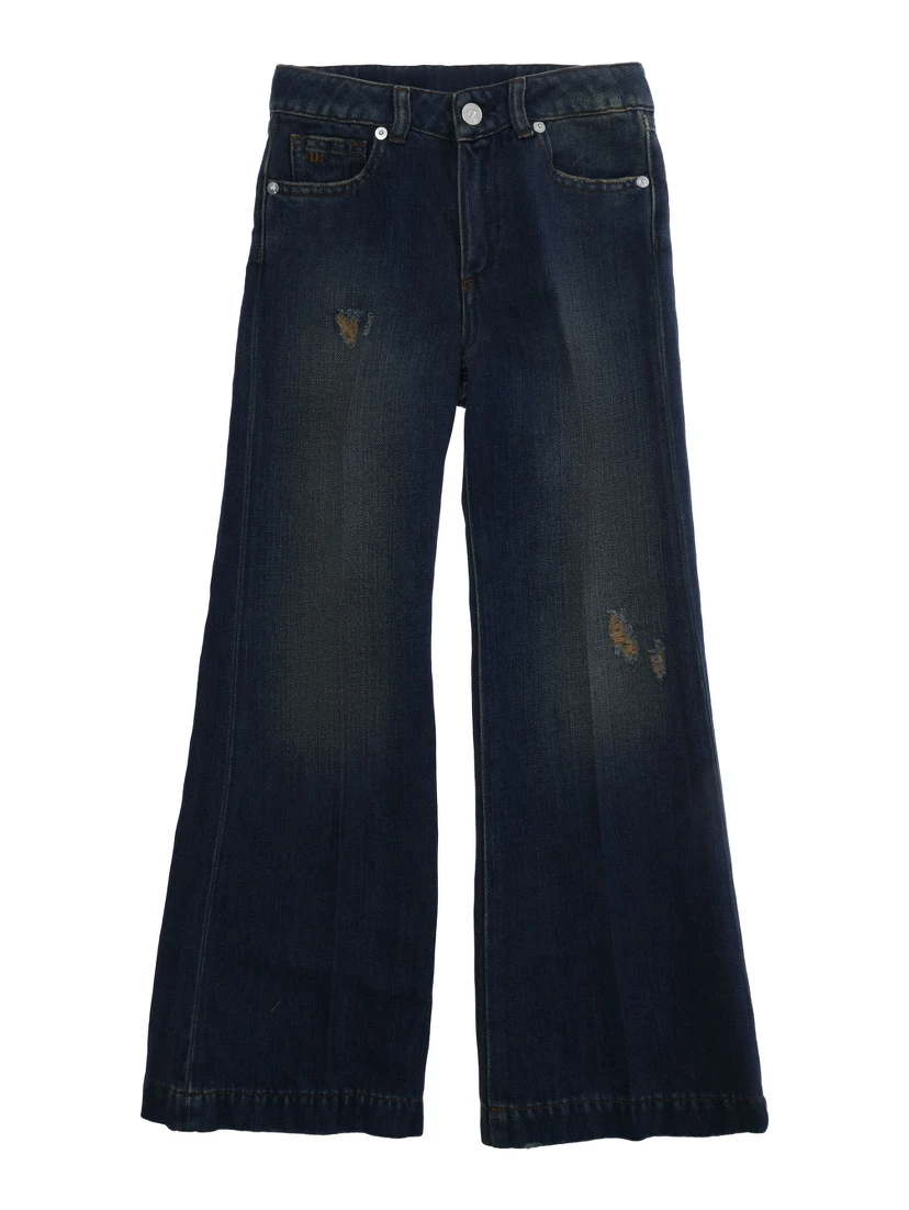 Pants J-NADIA 5 POCKET with five-pocket construction in blue cotton for children
