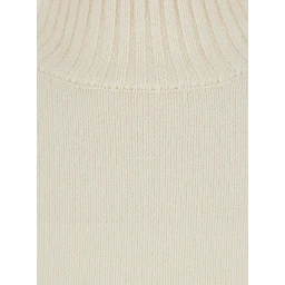 WOMEN MOCK NECK PULLOVER 5GG with high collar and long sleeves in White Cashmere for women