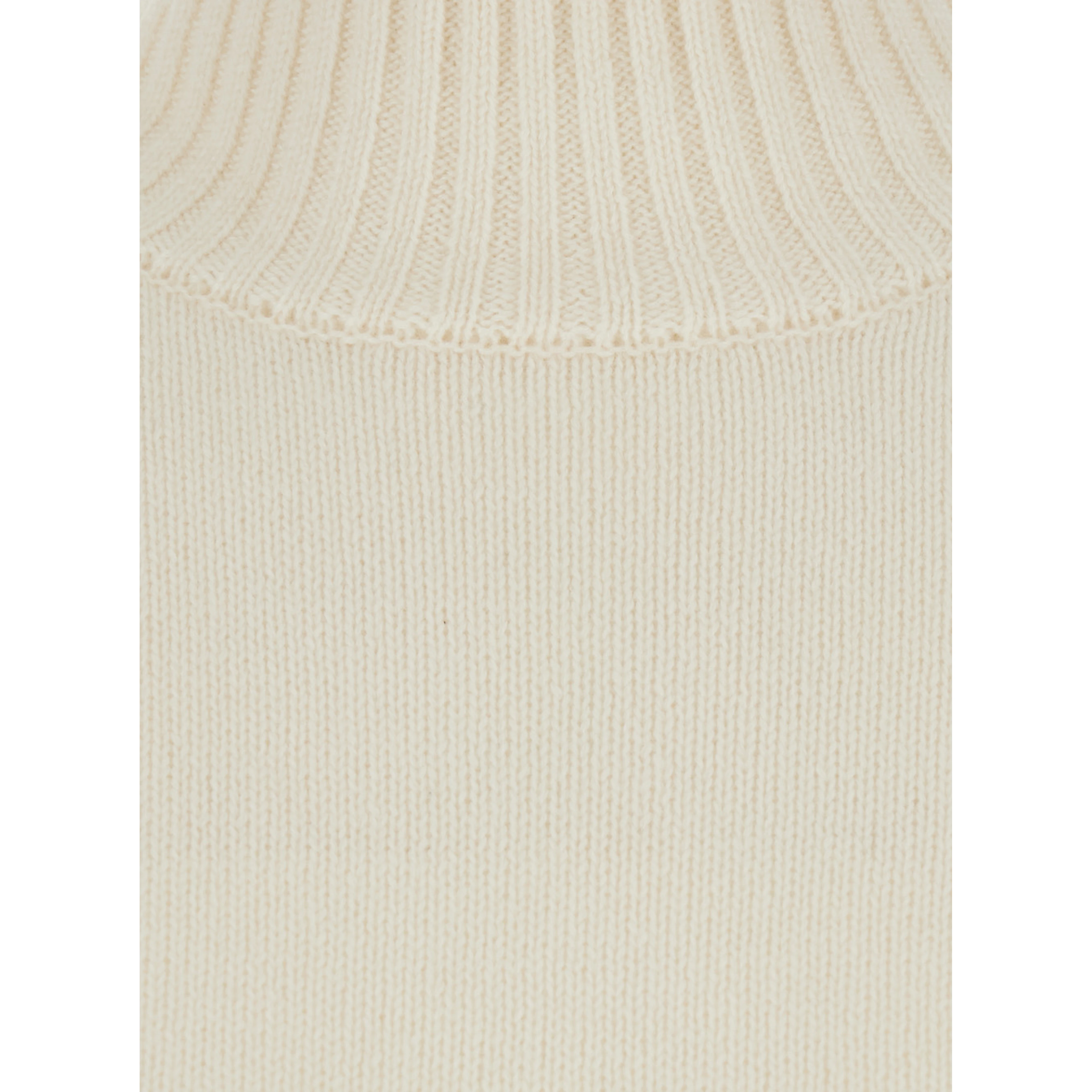 WOMEN MOCK NECK PULLOVER 5GG with high collar and long sleeves in White Cashmere for women