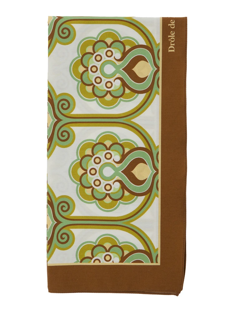 Tapisserie Florale Green Scarf with Floral Print in Cotton for Men
