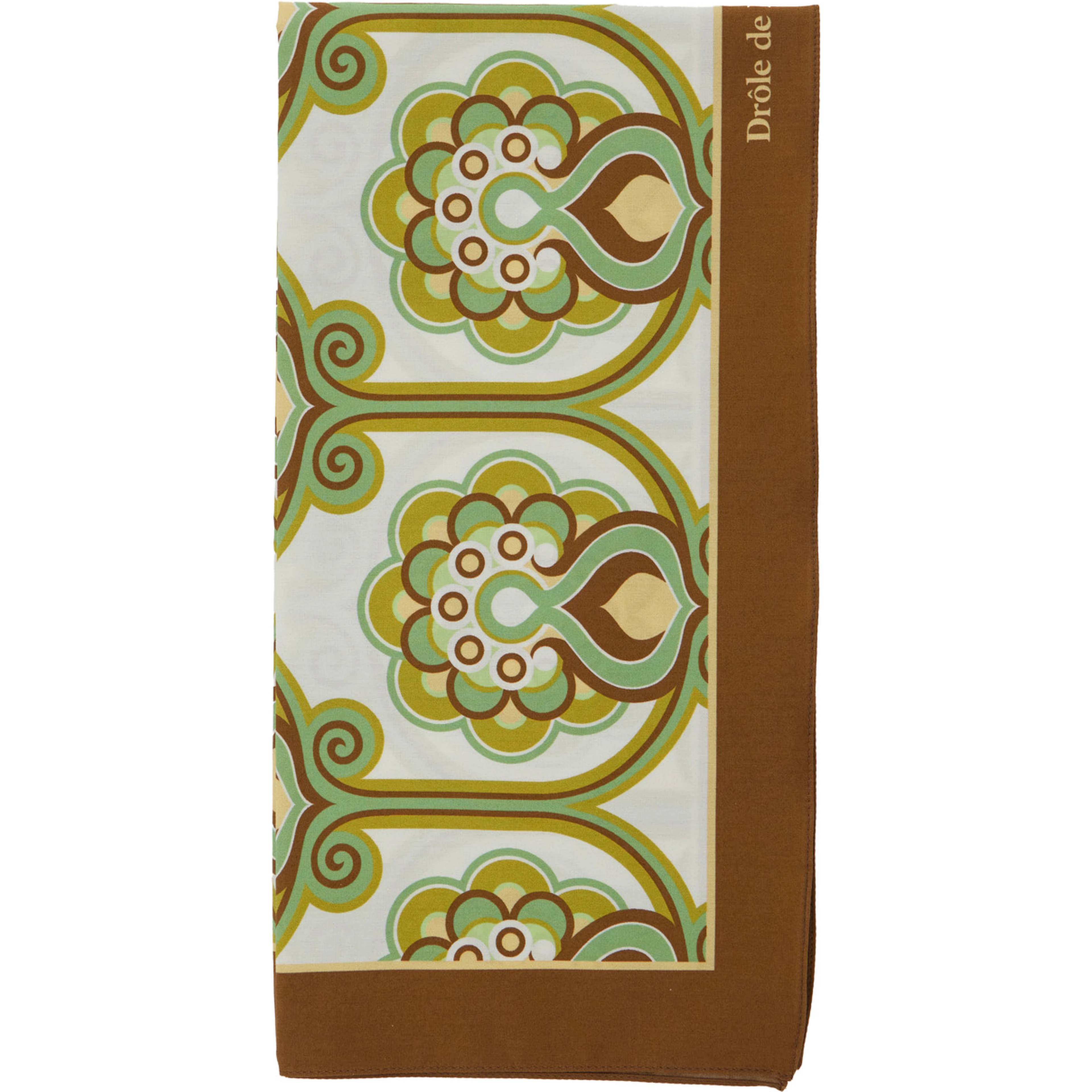 Tapisserie Florale Green Scarf with Floral Print in Cotton for Men