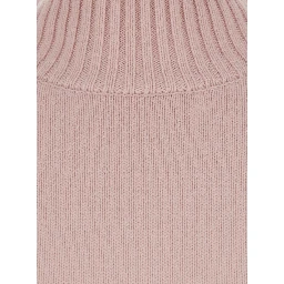 WOMEN MOCK NECK PULLOVER 5GG with high collar and long sleeves in pink Cashmere