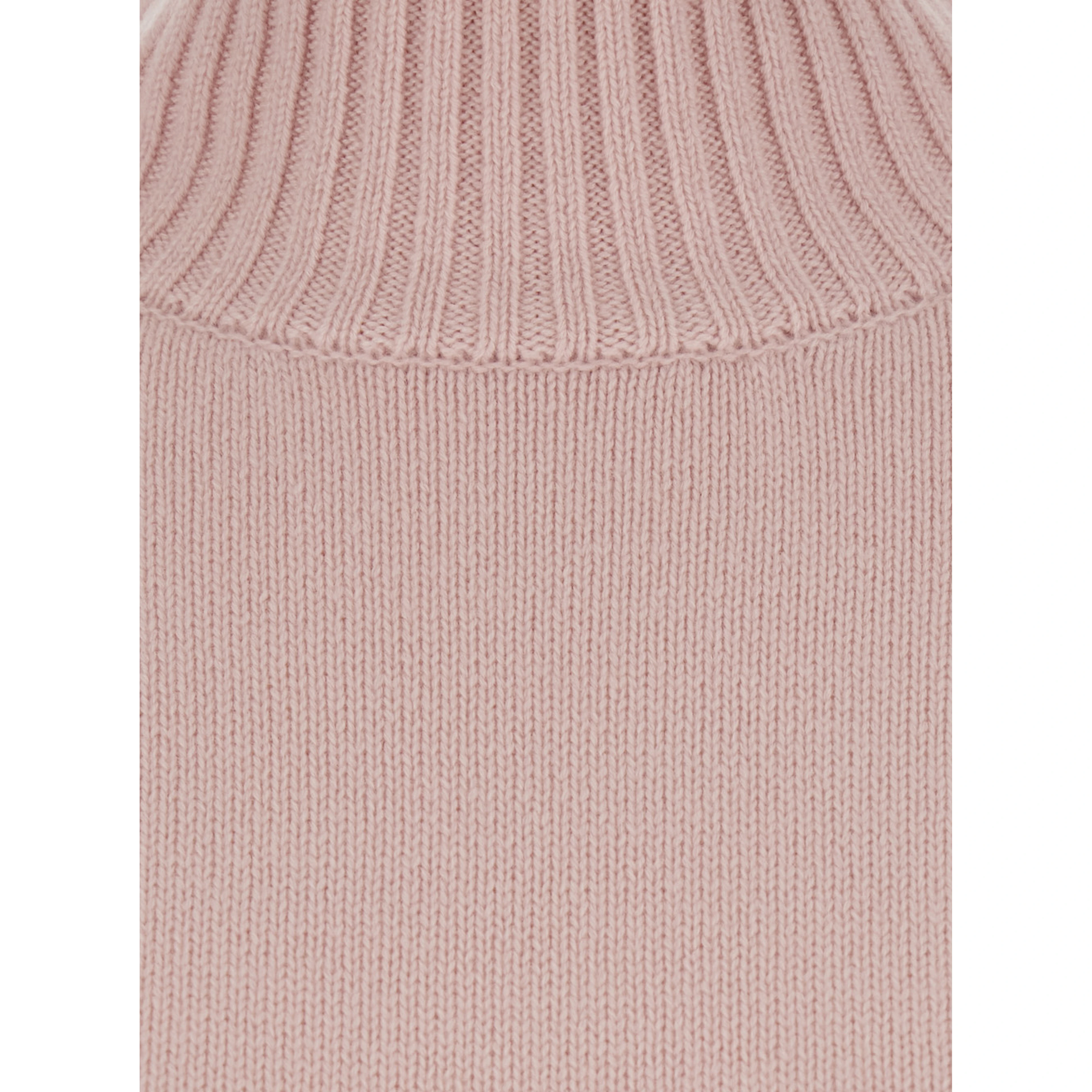 WOMEN MOCK NECK PULLOVER 5GG with high collar and long sleeves in pink Cashmere