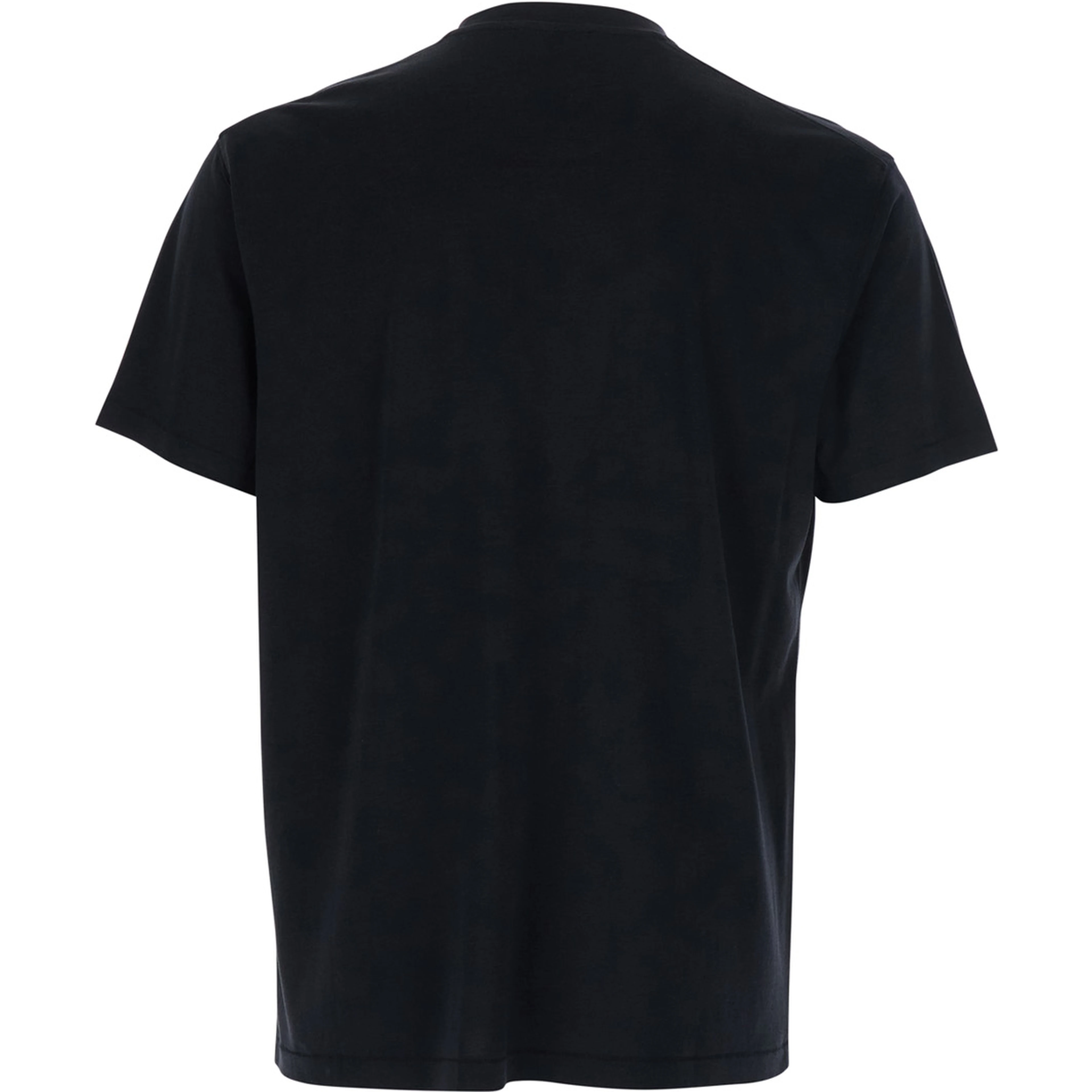 Black Crew Neck T-Shirt with Logo Embroidery on the Front in Cotton Blend for Men