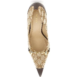 Brown High-Heel Pumps with Horsebit Plate in GG Canvas for Women