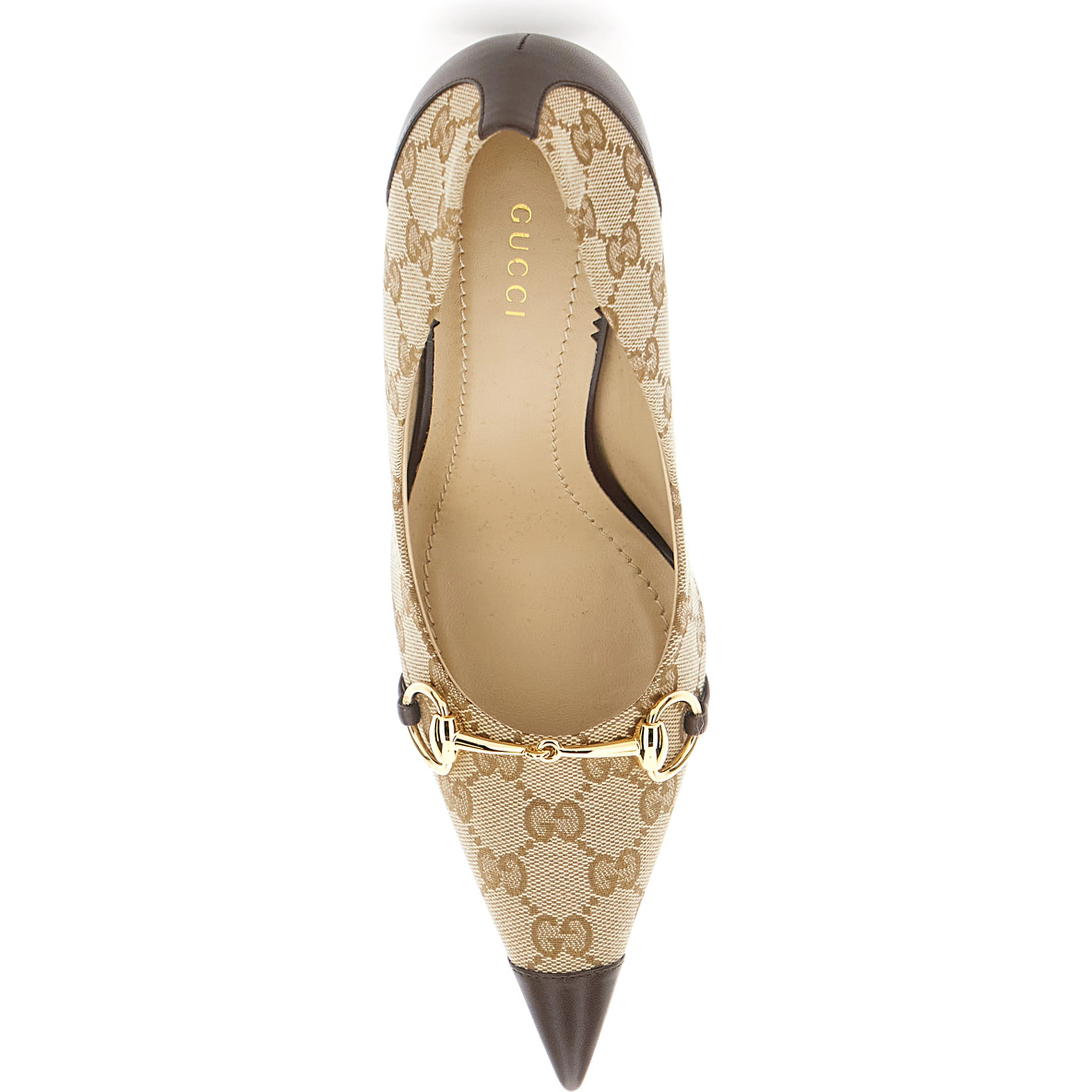 Brown High-Heel Pumps with Horsebit Plate in GG Canvas for Women