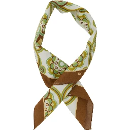 Tapisserie Florale Green Scarf with Floral Print in Cotton for Men