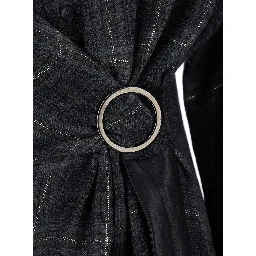Black Dress with buckle belt on the front and all-over check Motif in fabric for women