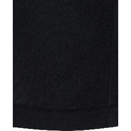 Black Crew Neck T-Shirt with Logo Embroidery on the Front in Cotton Blend for Men