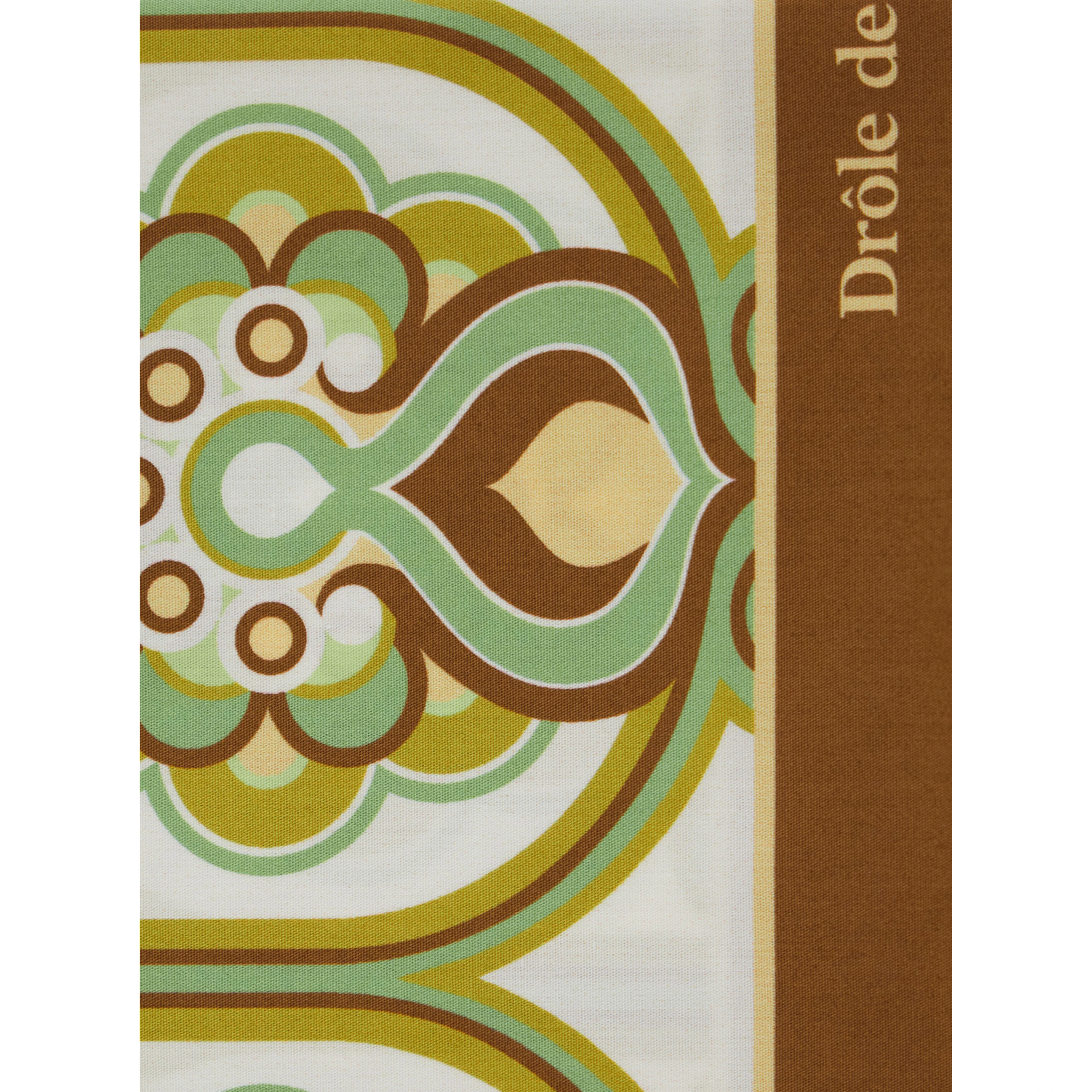 Tapisserie Florale Green Scarf with Floral Print in Cotton for Men