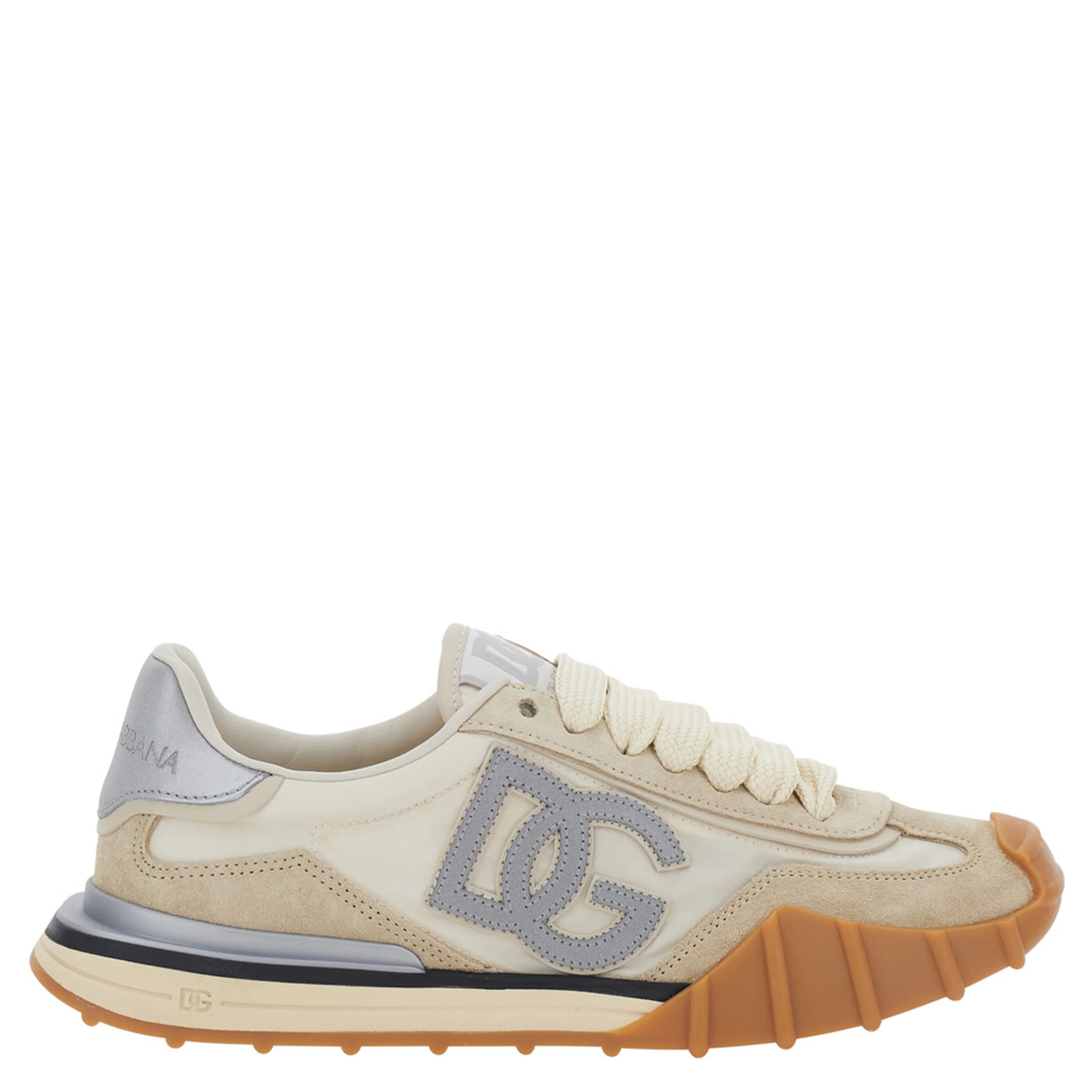 DG Athletic White Sneaker with DG Logo on the Side in  Leather Woman